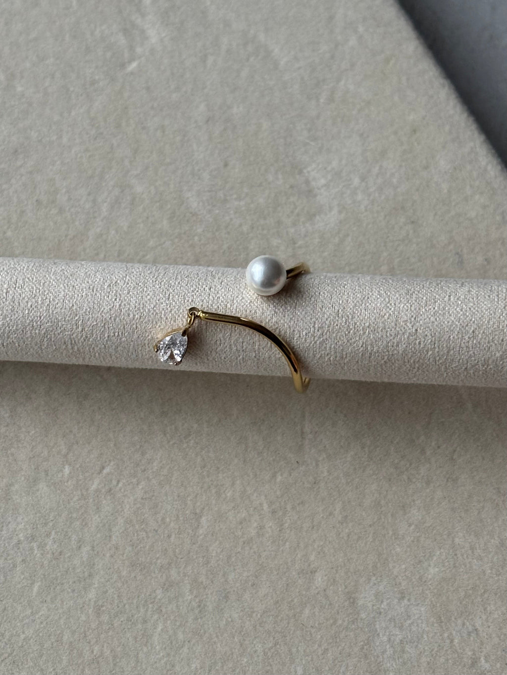 Bague dorée ouverture avant Coeur Pastel