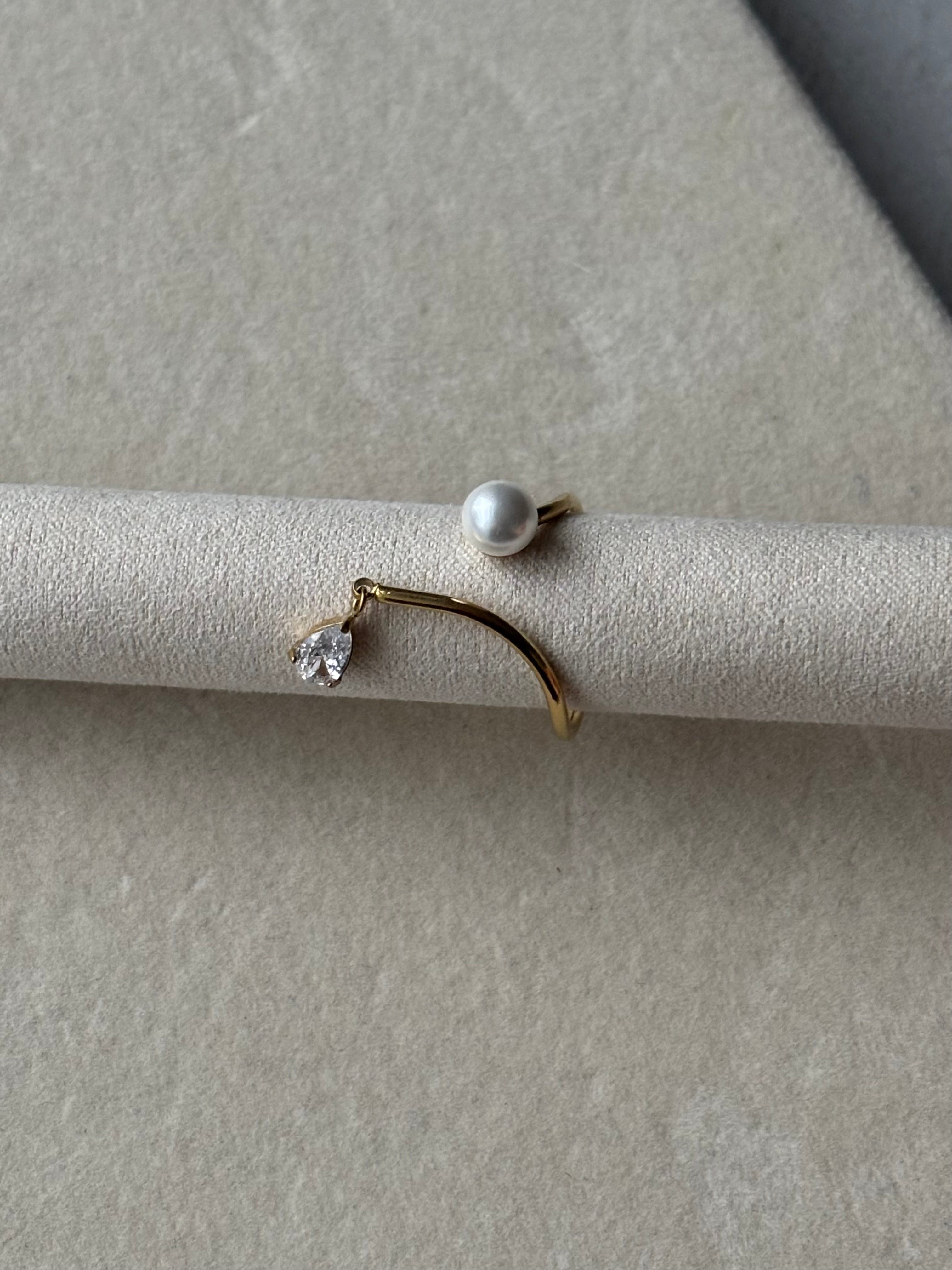 Bague dorée ouverture avant Coeur Pastel