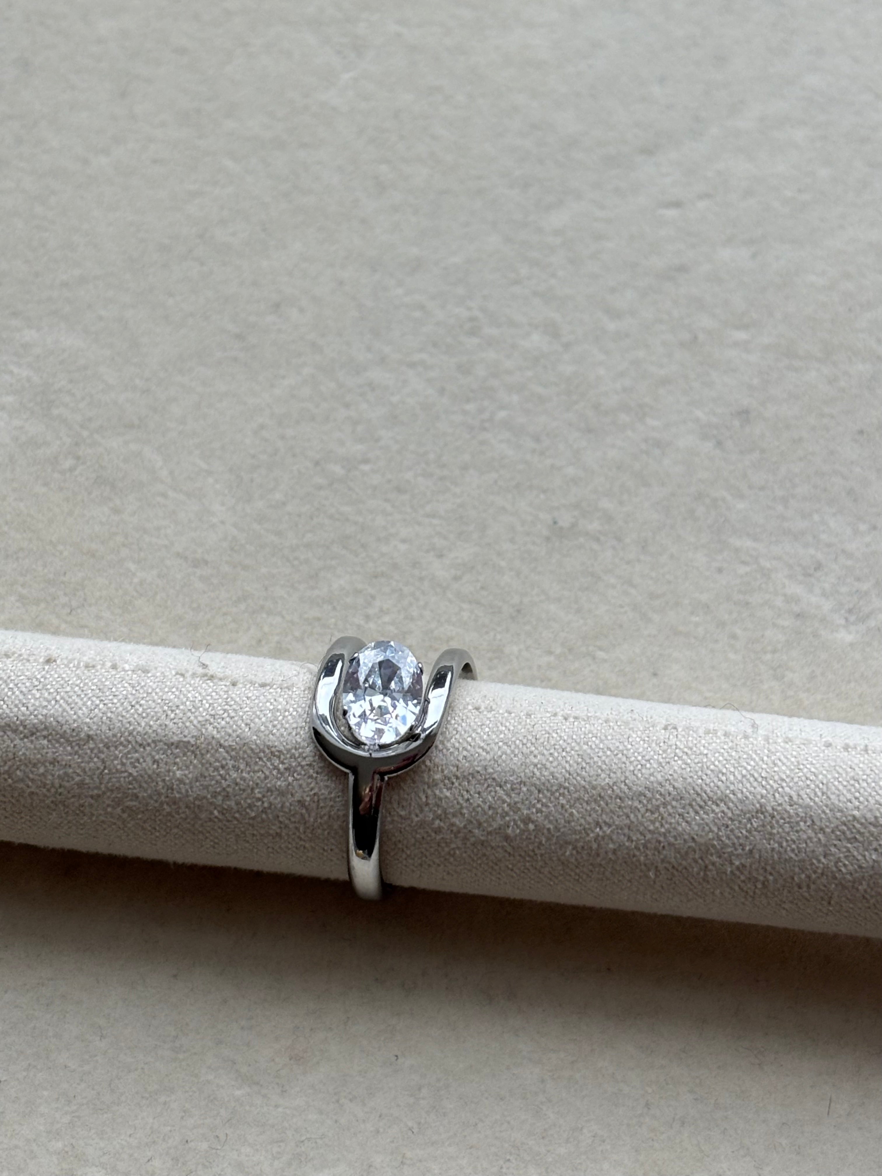 Bague argenté avec pierre Coeur Pastel