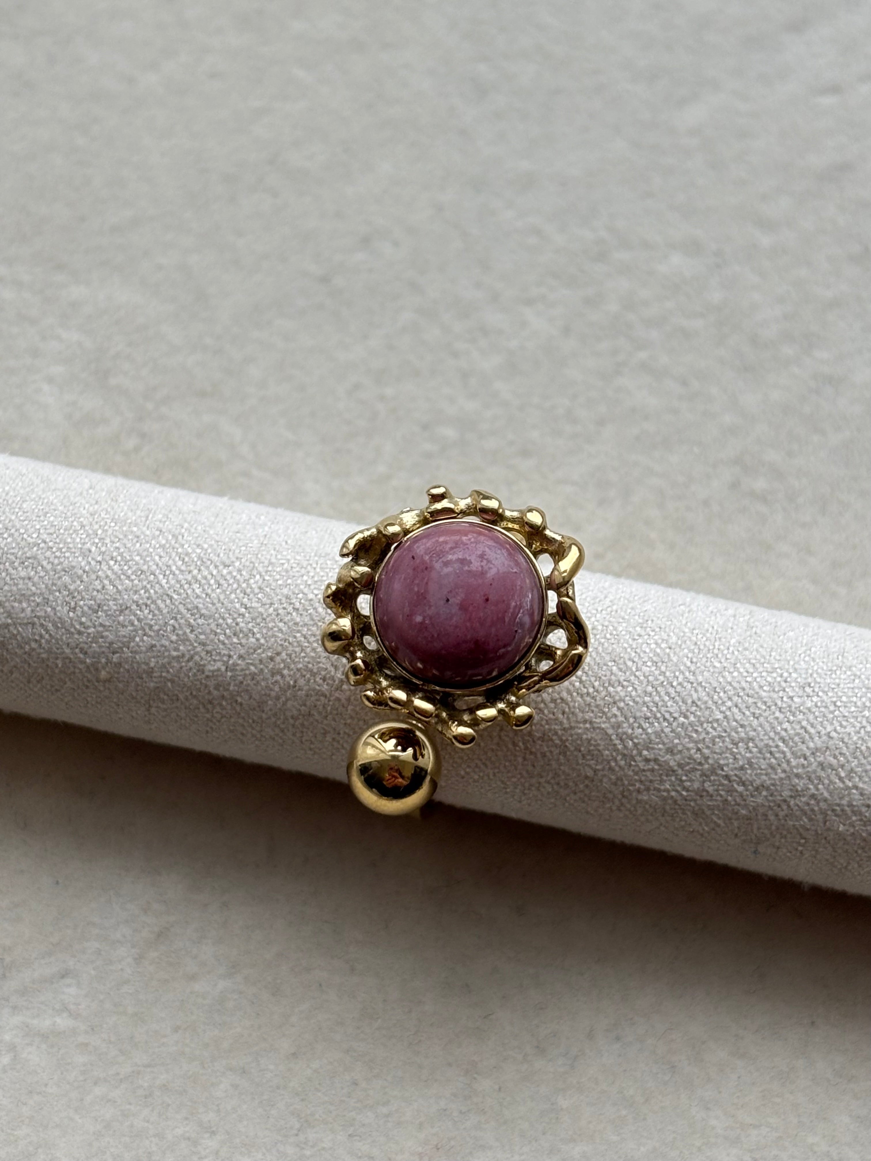 Bague avec pierre rose Coeur Pastel