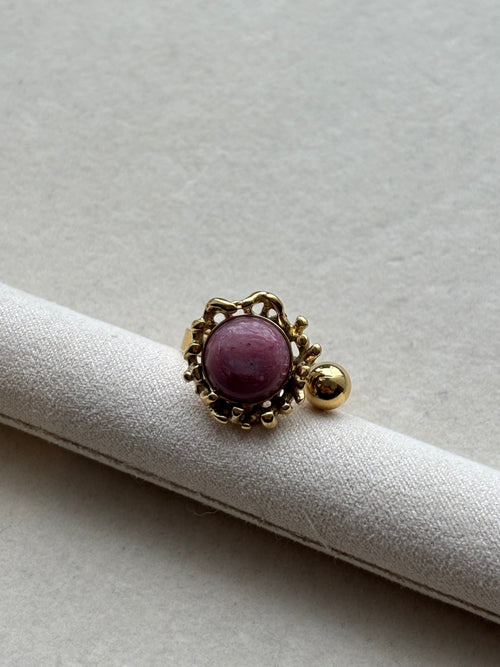 Bague avec pierre rose Coeur Pastel