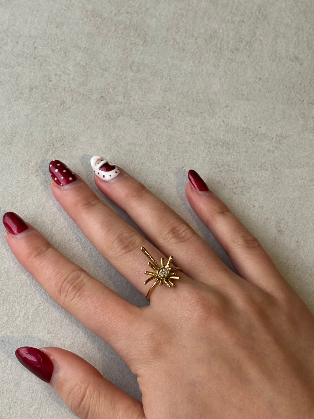 Bague dorée soleil Coeur Pastel