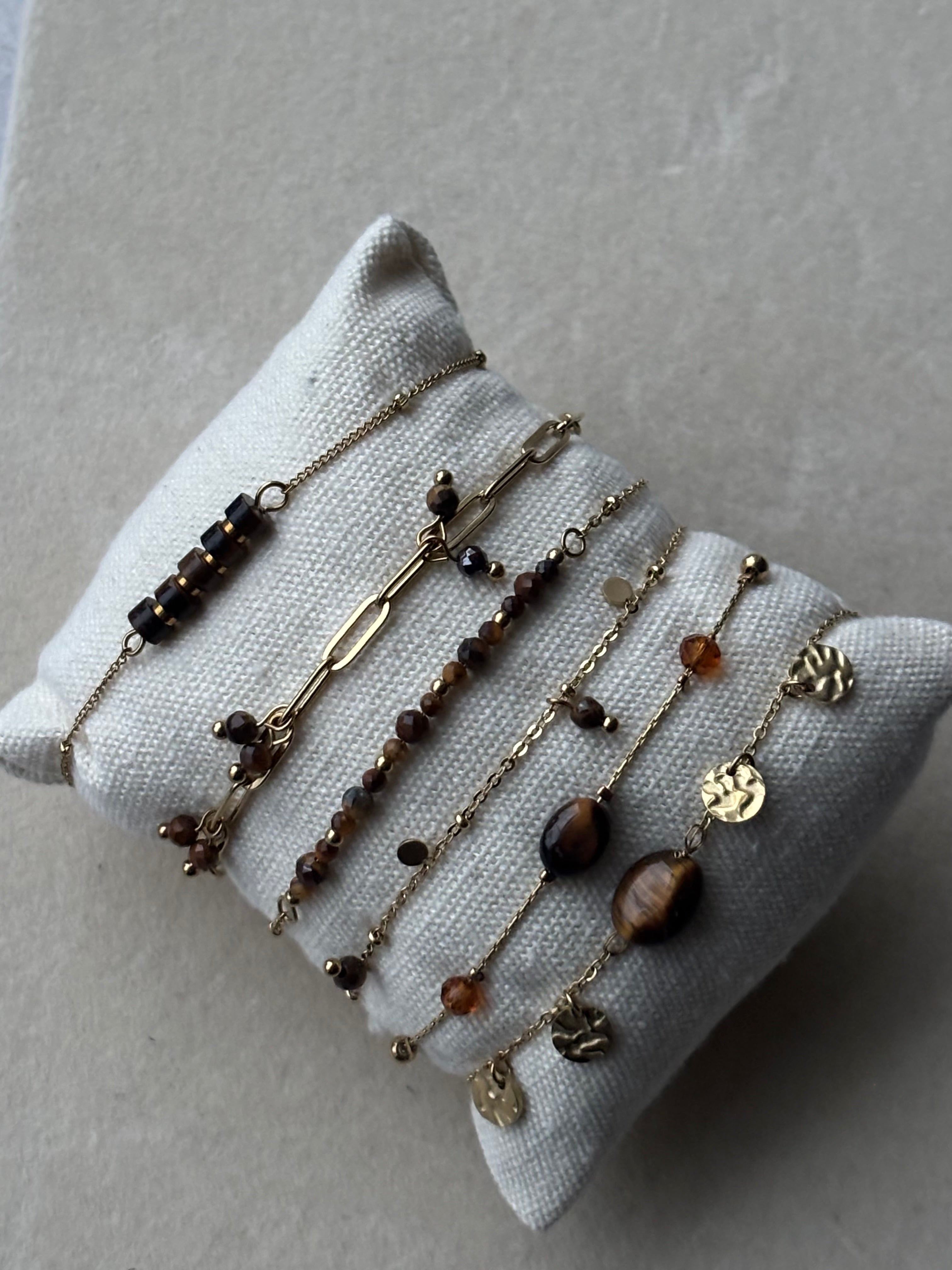 Bracelets perle oeil de tigre Coeur Pastel