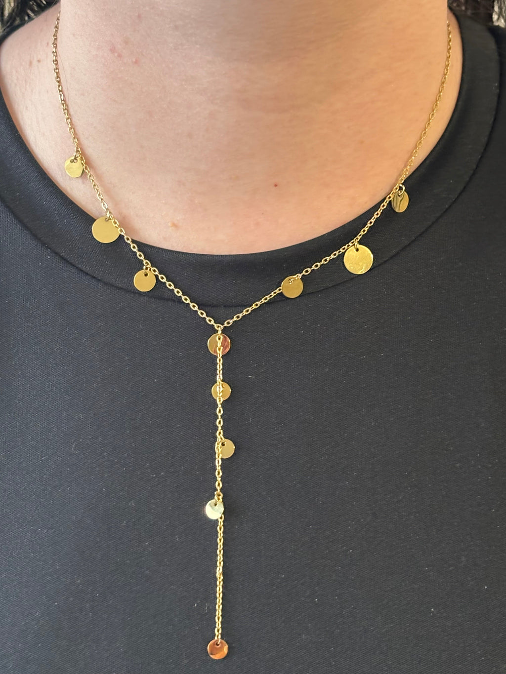 Collier doré en Y avec pastilles Coeur Pastel