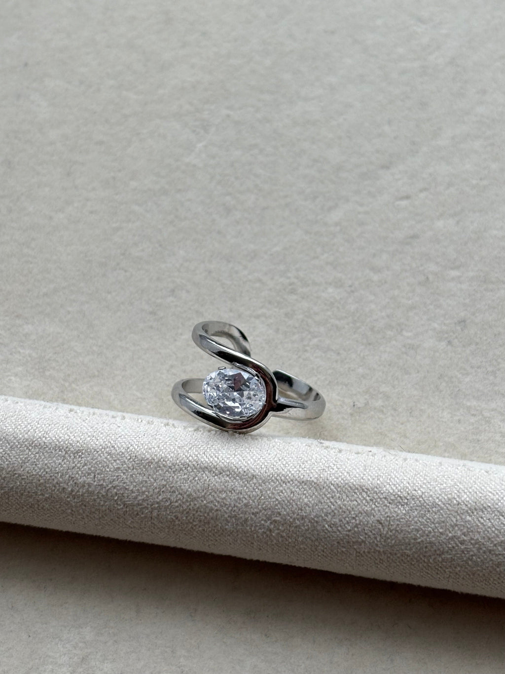 Bague argenté avec pierre Coeur Pastel