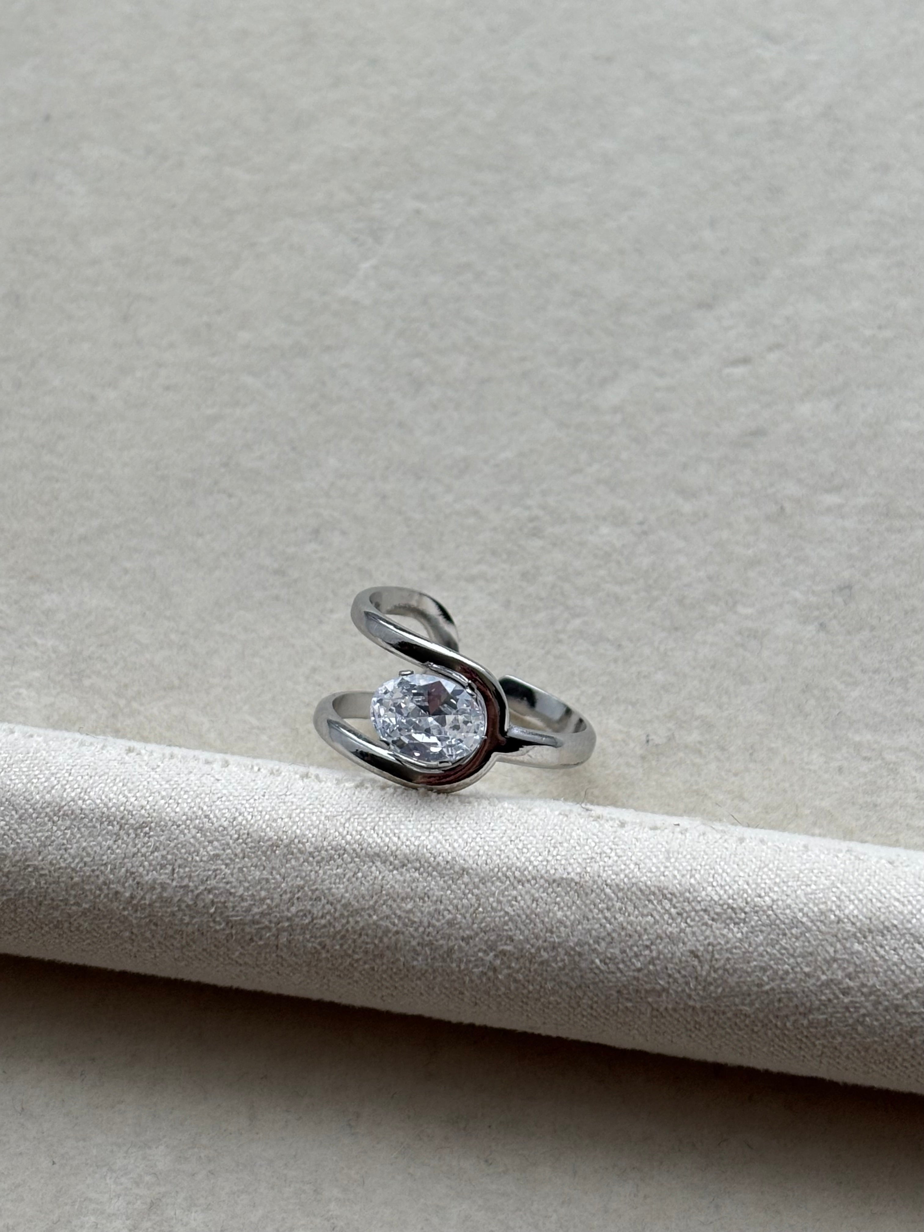 Bague argenté avec pierre Coeur Pastel