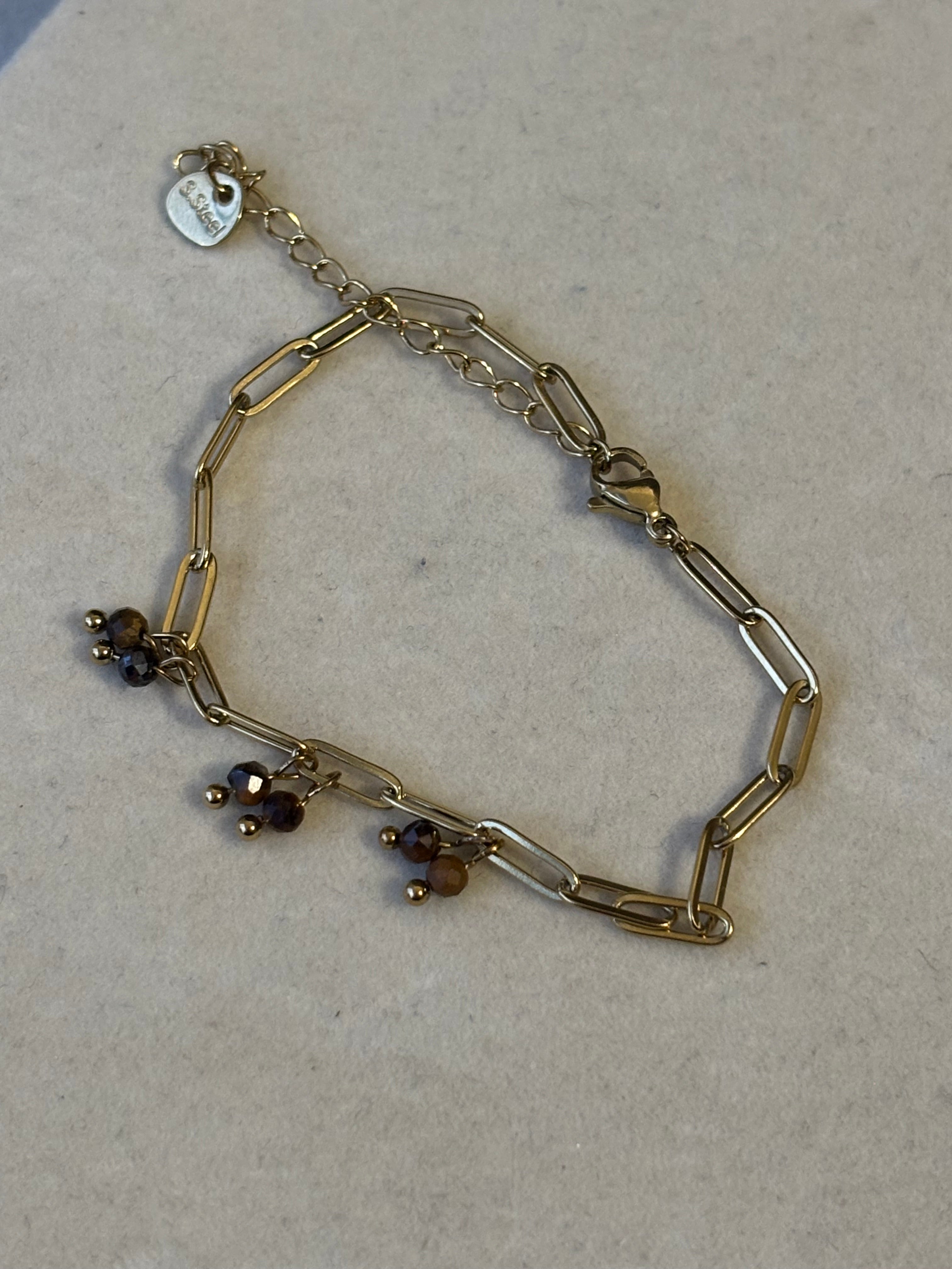 Bracelets perle oeil de tigre Coeur Pastel