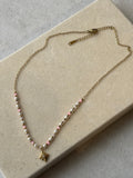 Collier doré rose et blanc Coeur Pastel