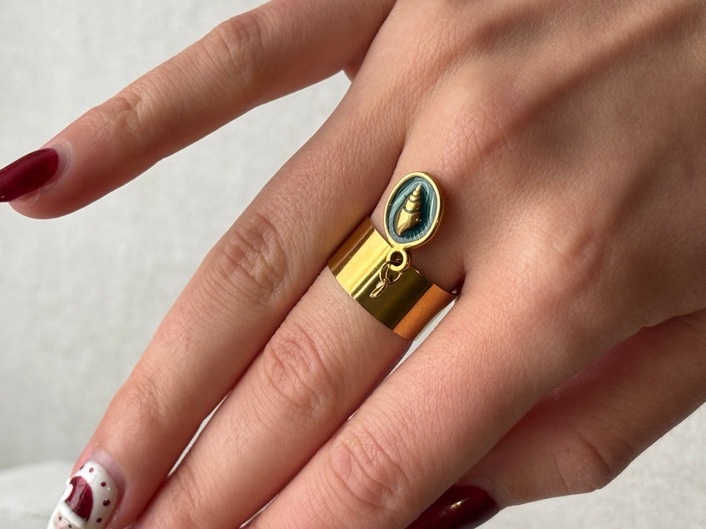 Bague doré breloque Coeur Pastel