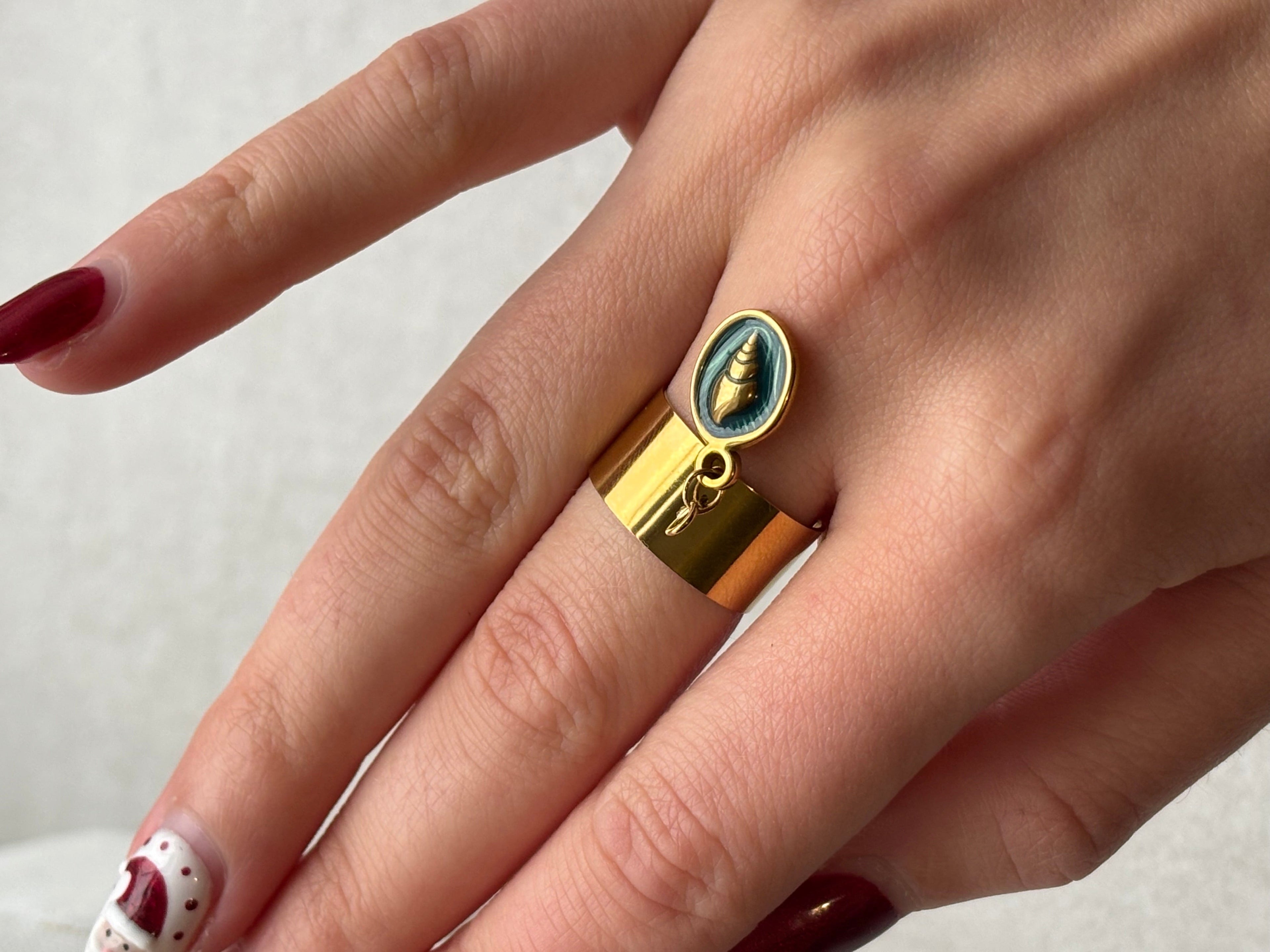 Bague doré breloque Coeur Pastel