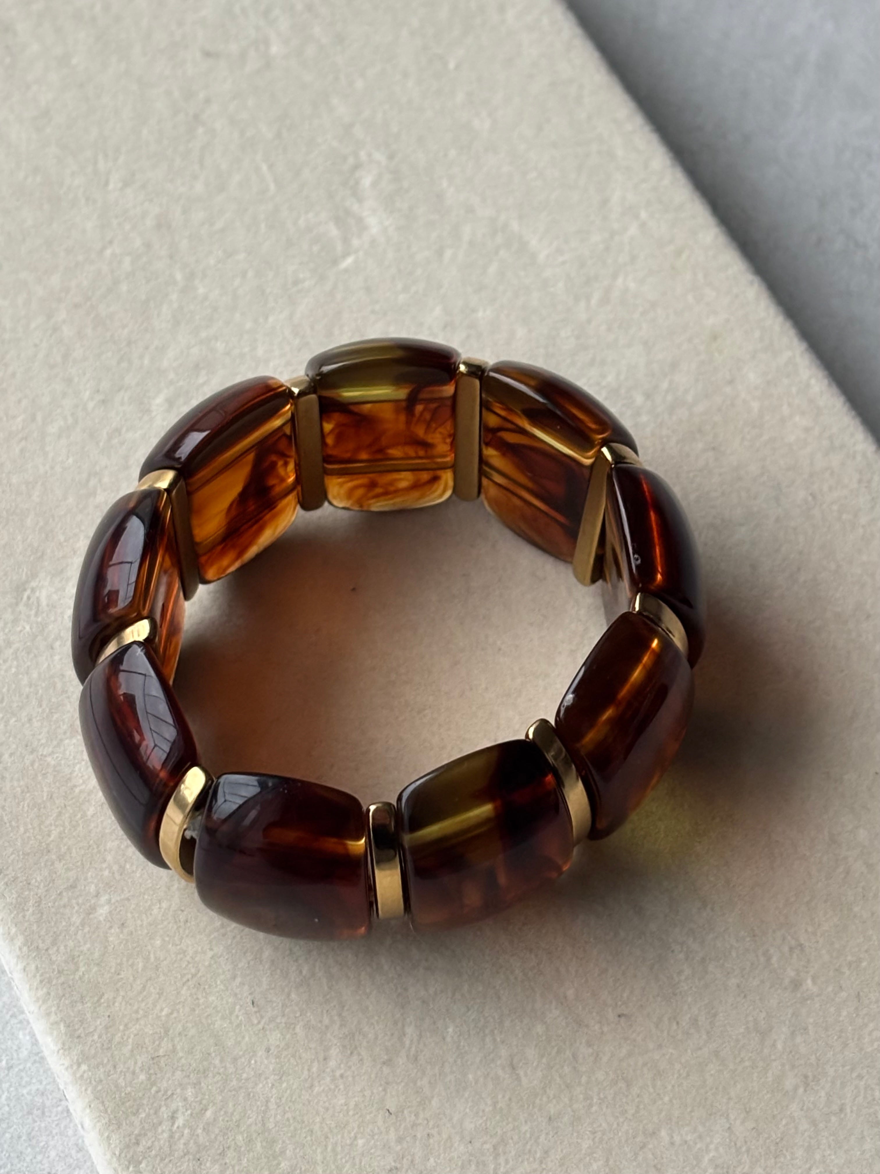 Bracelet ambré Coeur Pastel