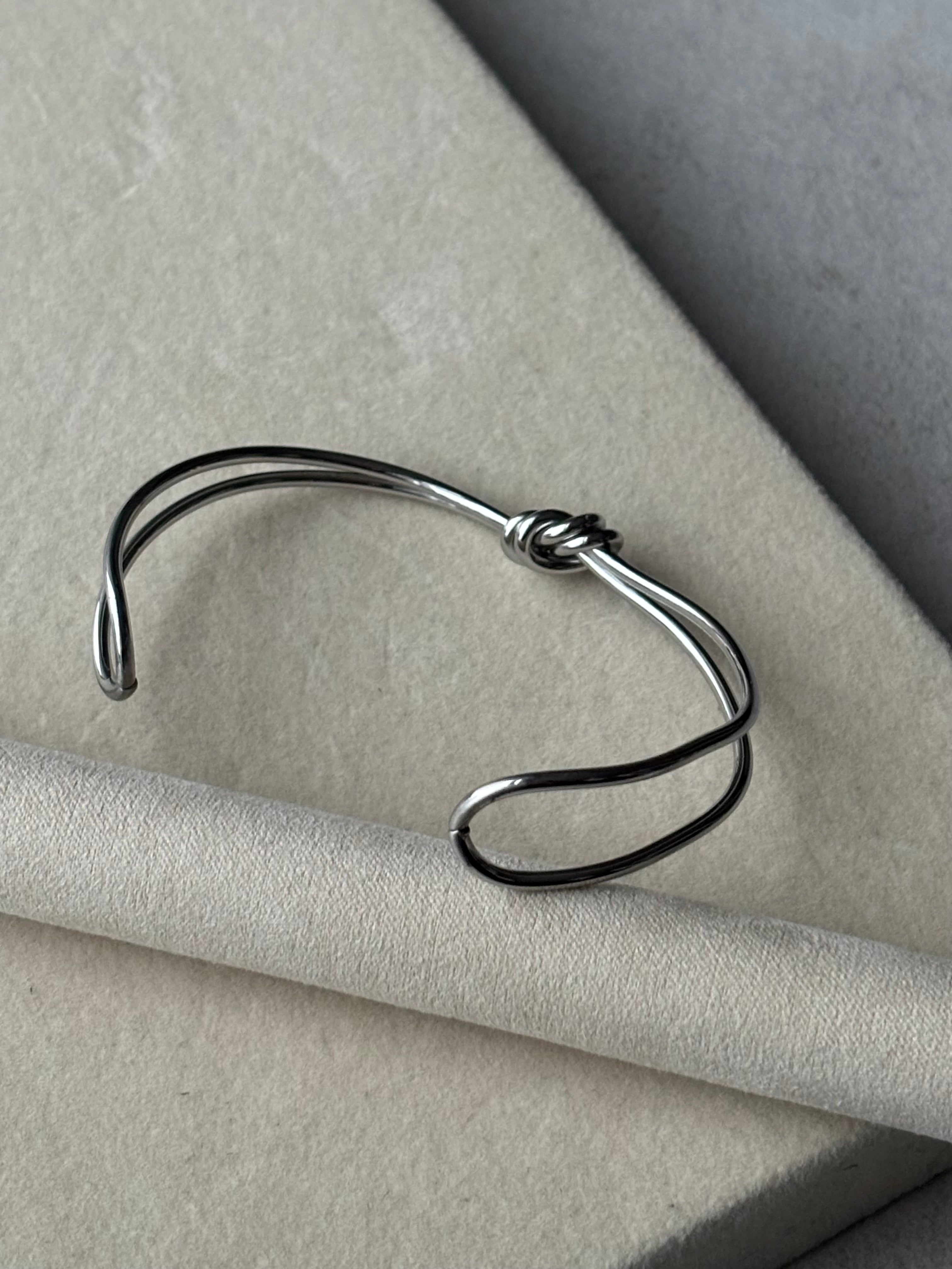 Jonc noeud argenté Coeur Pastel