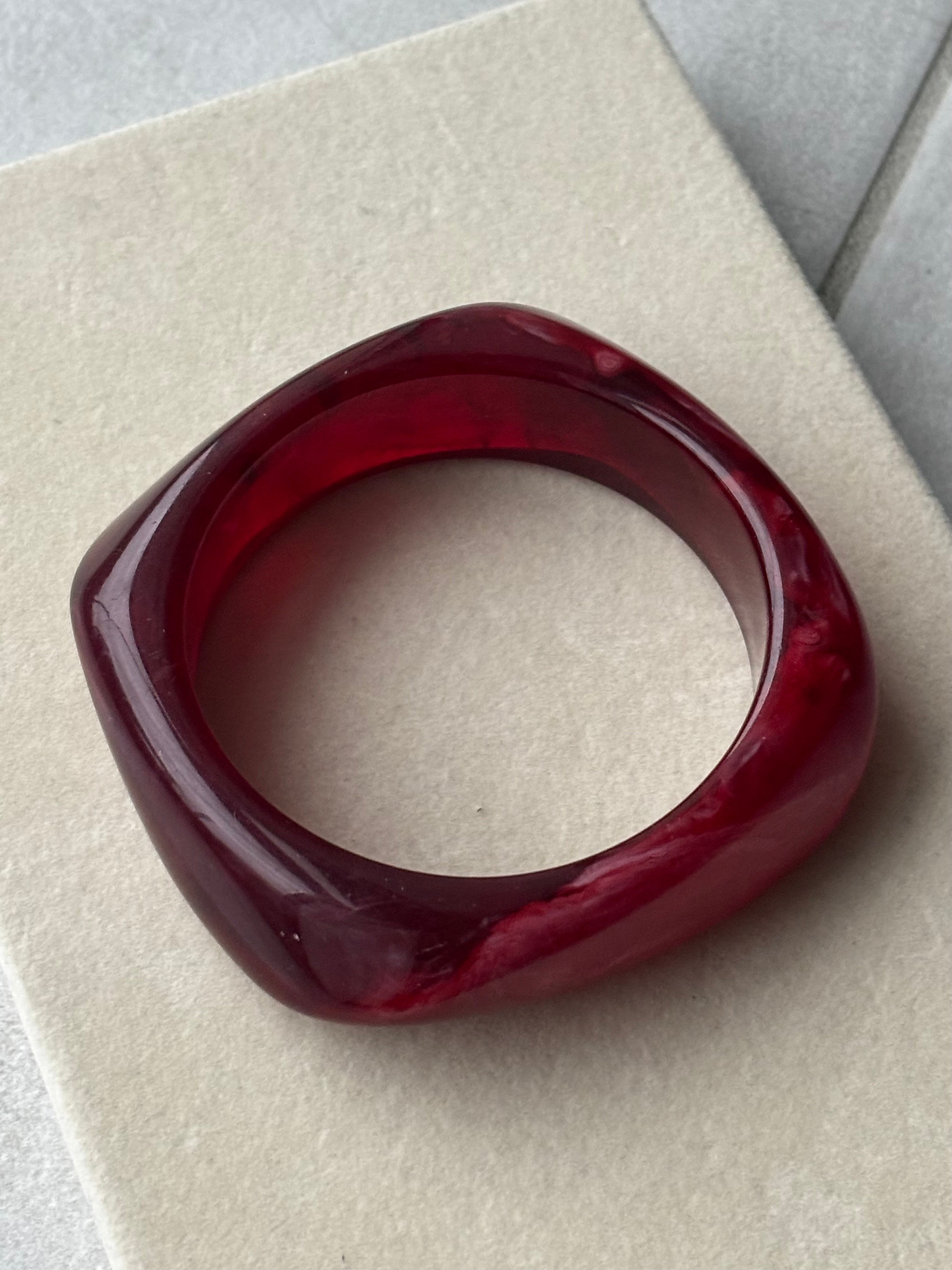 Bracelet jonc rouge carmin Coeur Pastel