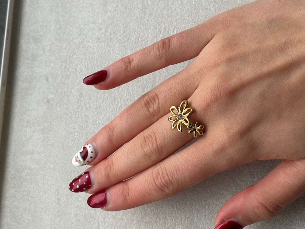 Bague à fleurs Coeur Pastel