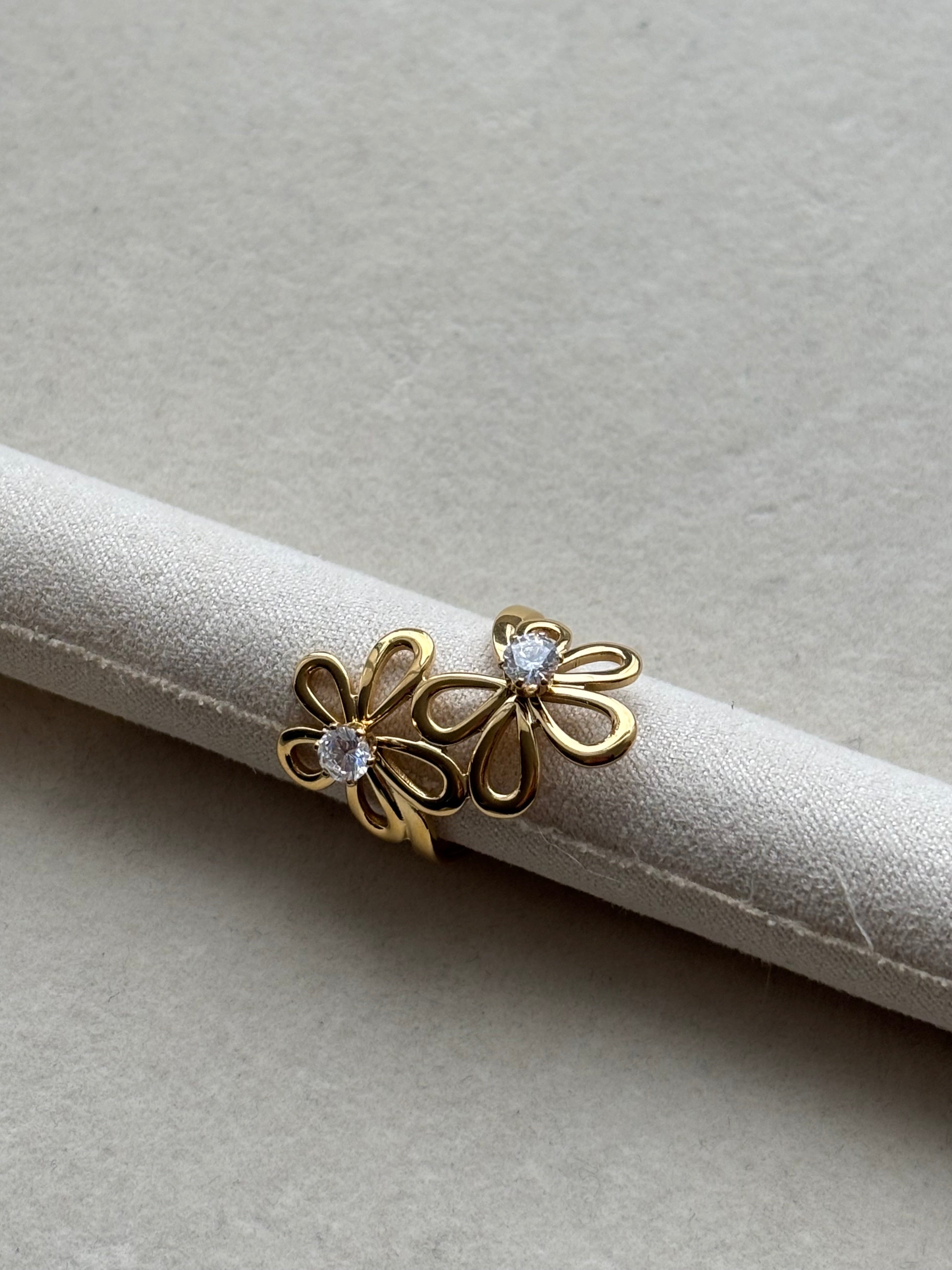 Bague à fleurs Coeur Pastel