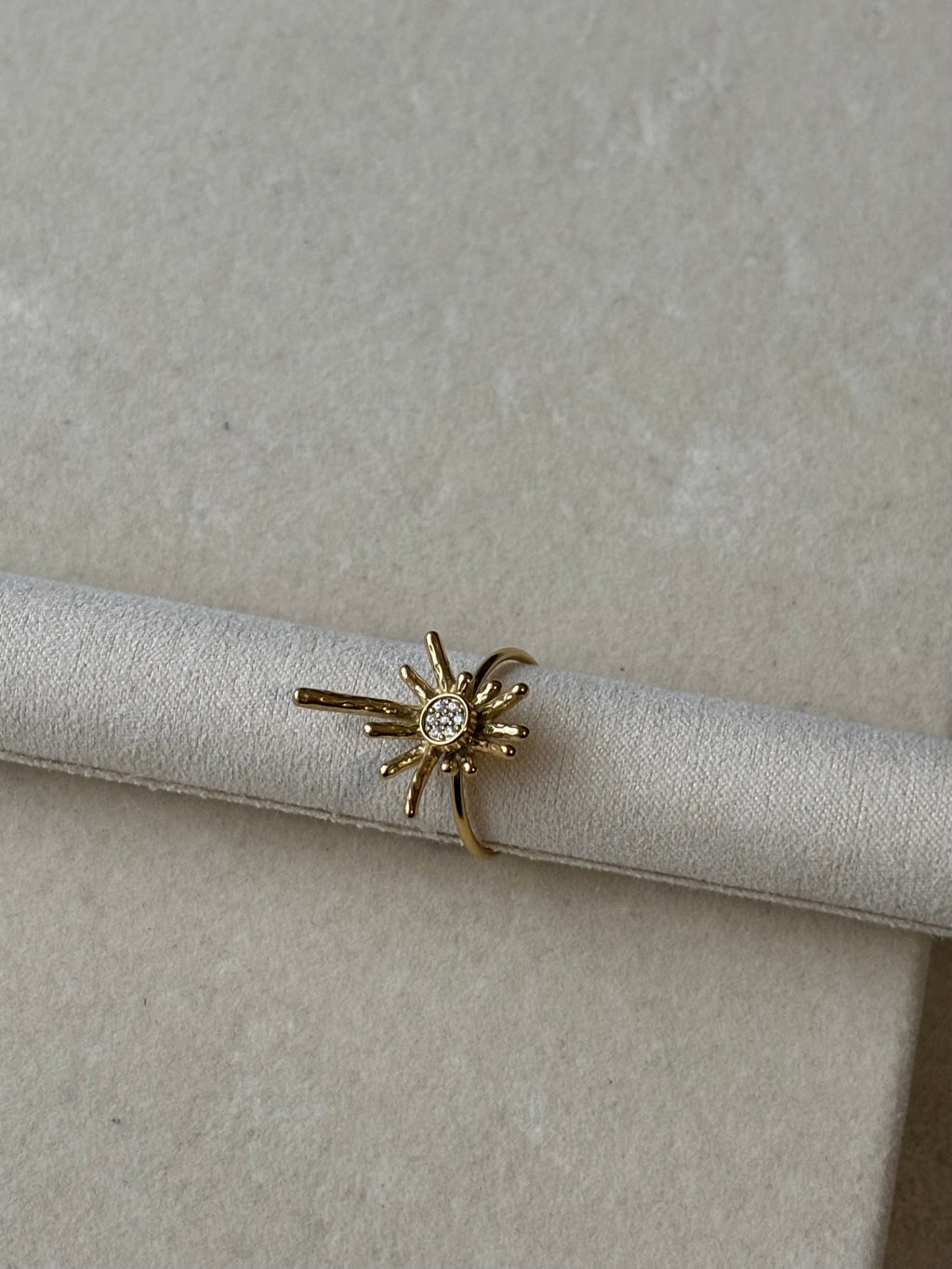 Bague dorée soleil Coeur Pastel