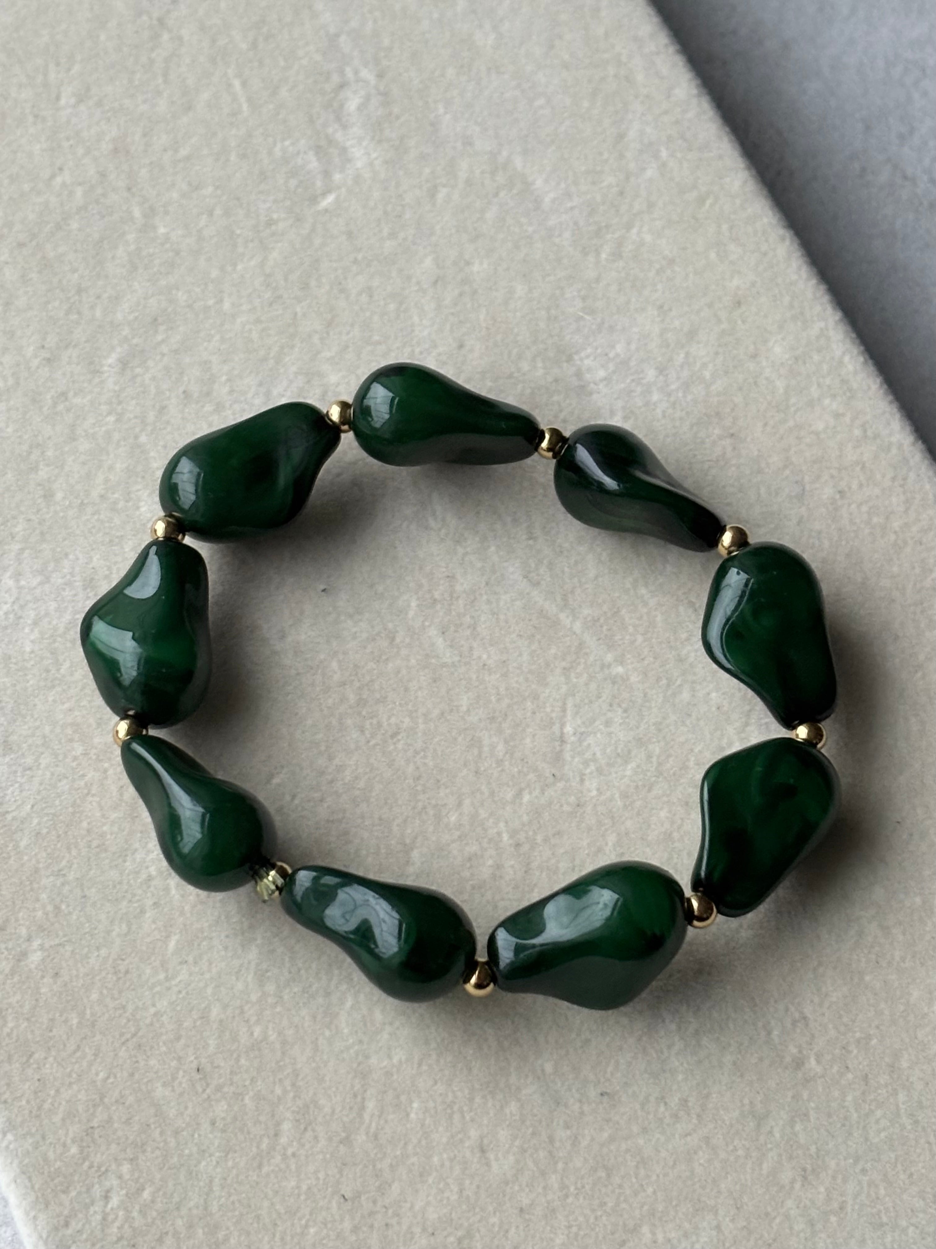 Bracelet vert ambré Coeur Pastel