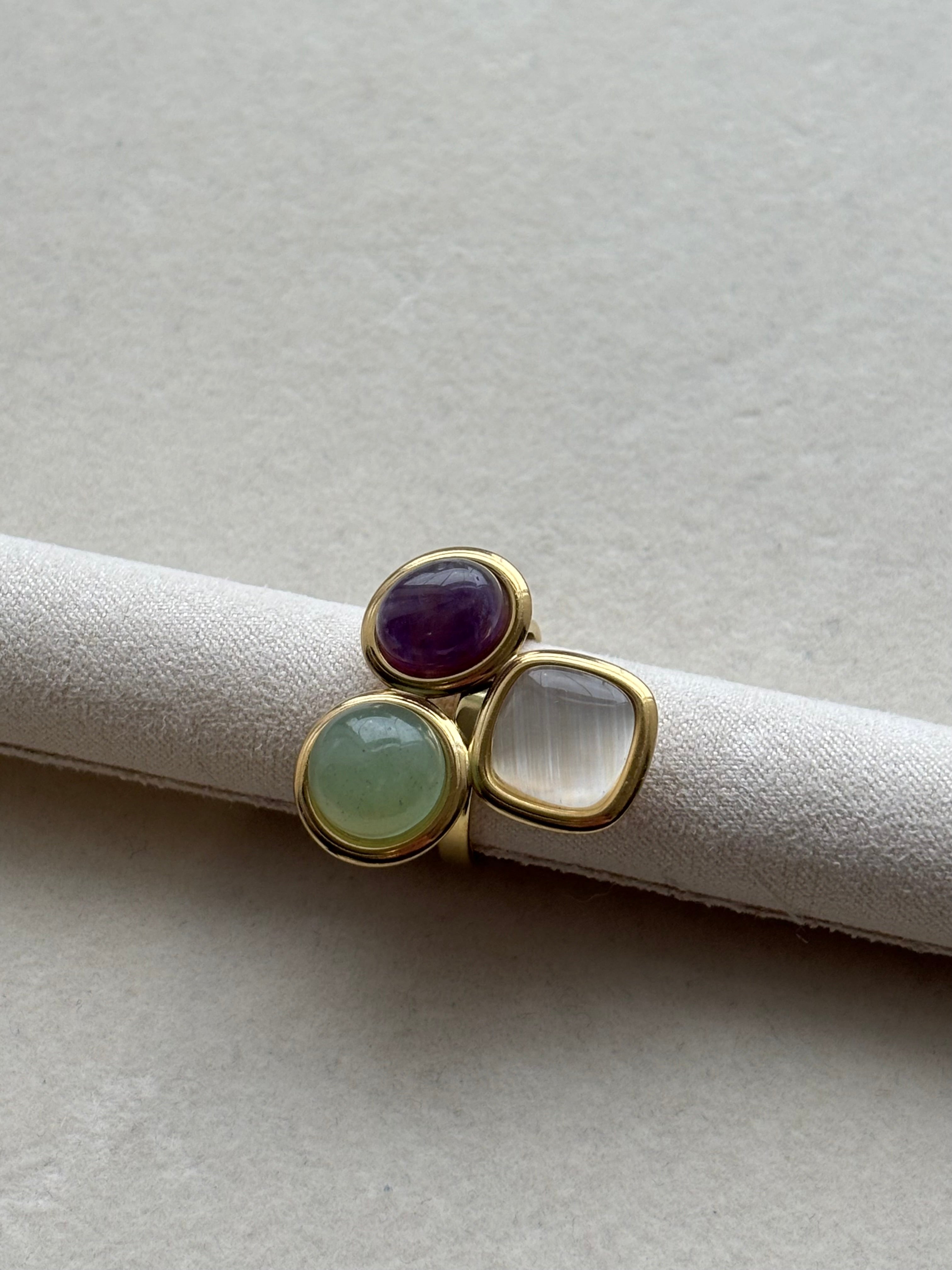 Bague ornée de pierres Coeur Pastel