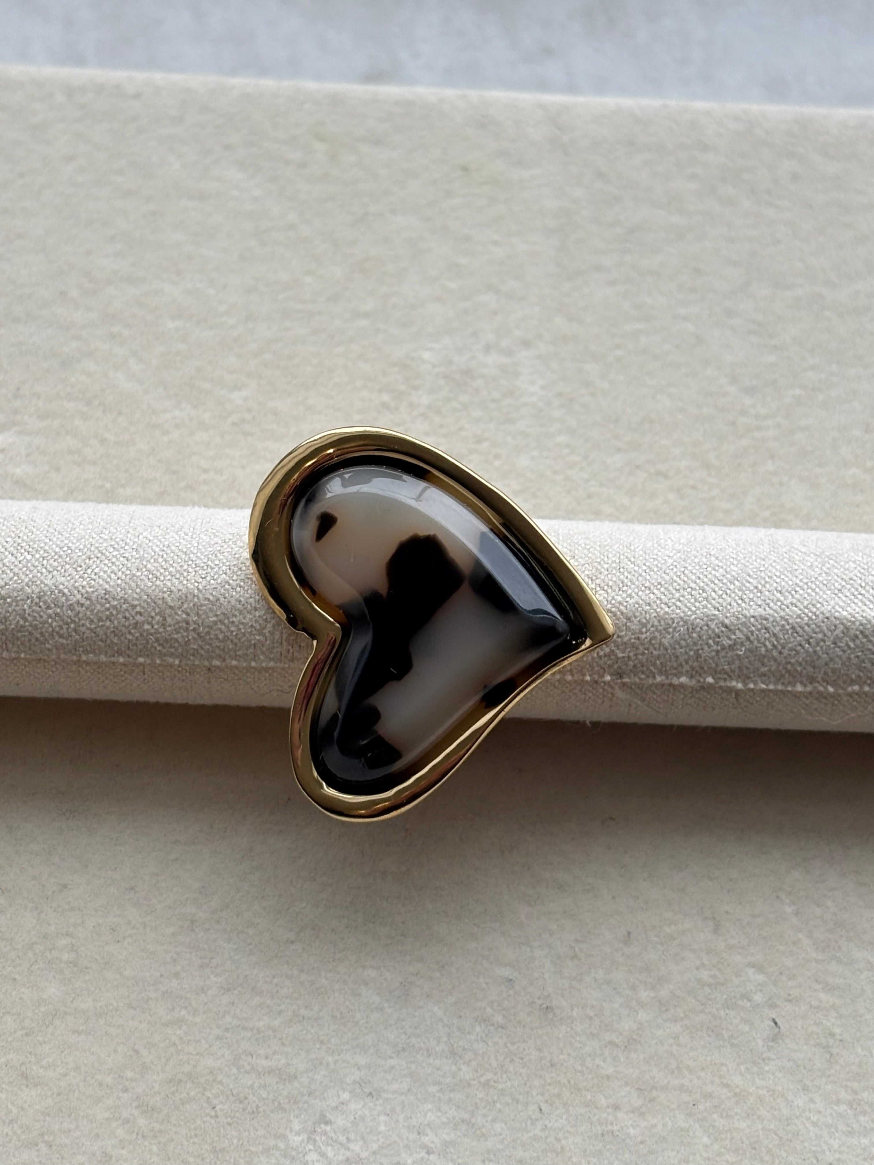 Grosse bague léopard Coeur Pastel