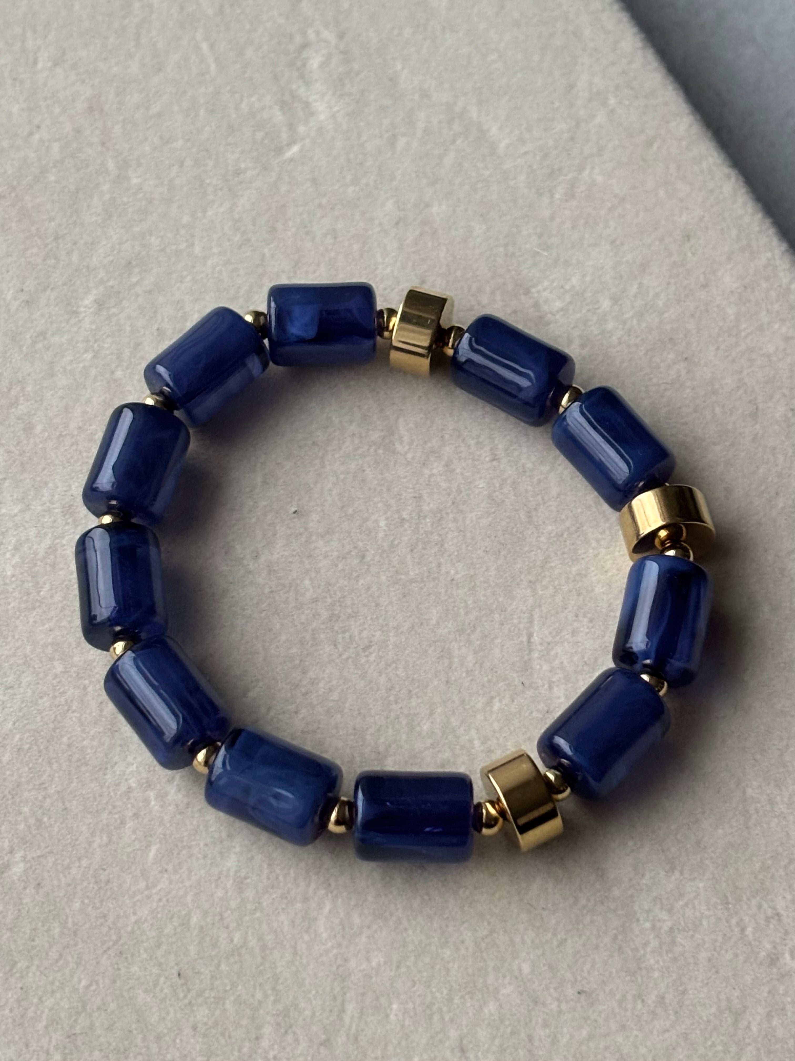 Bracelet bleu ambré Coeur Pastel