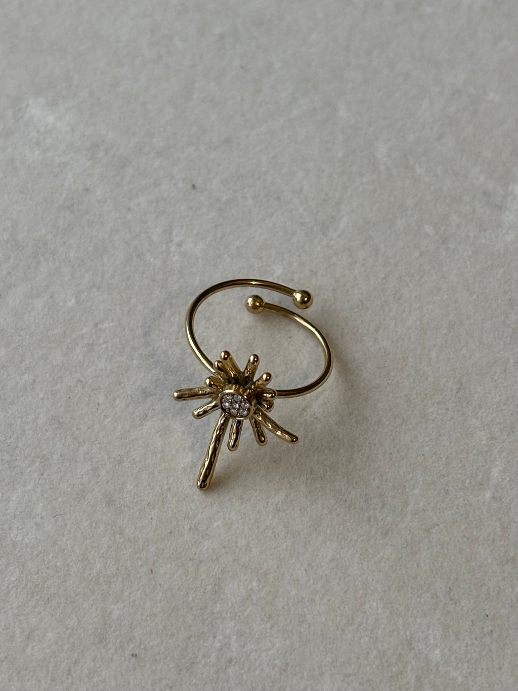 Bague dorée soleil Coeur Pastel