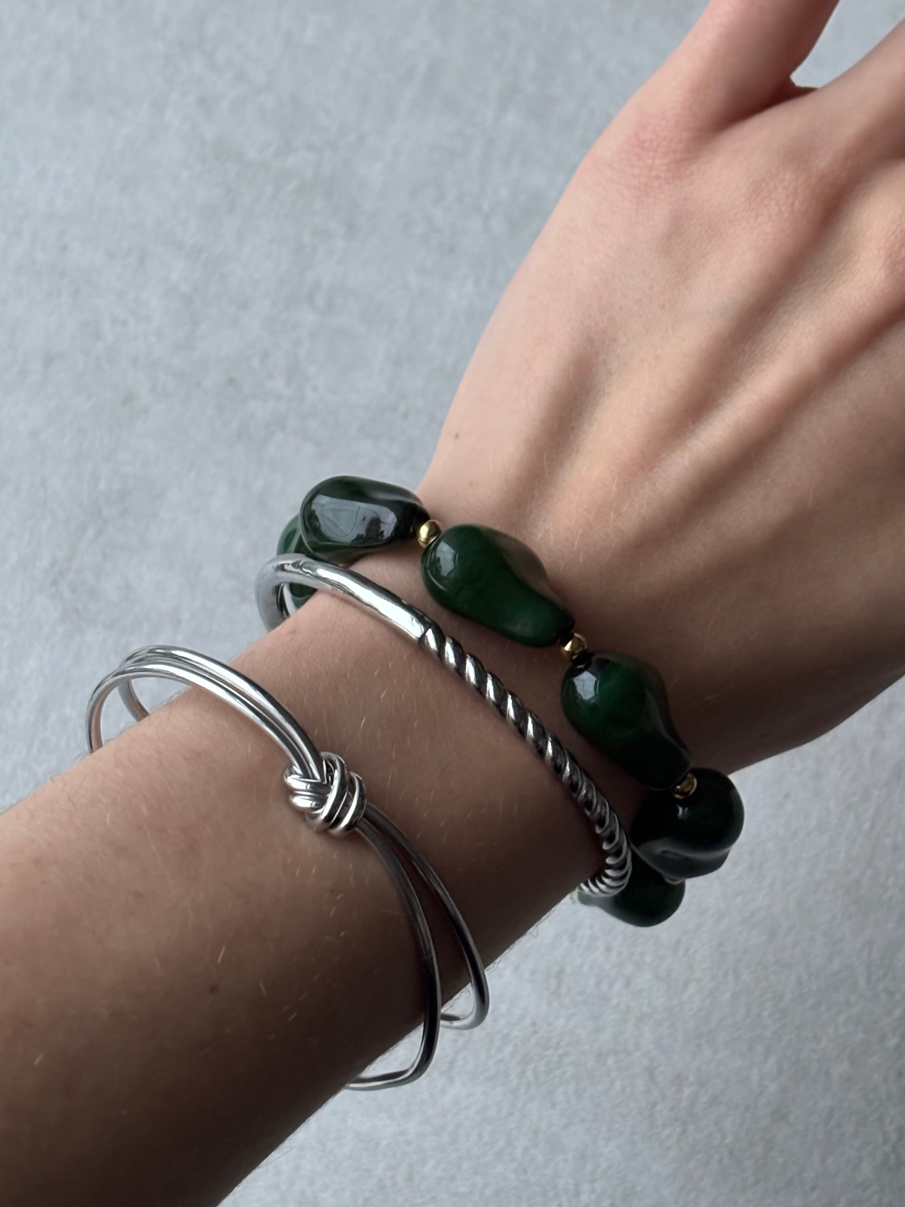 Bracelet vert ambré Coeur Pastel