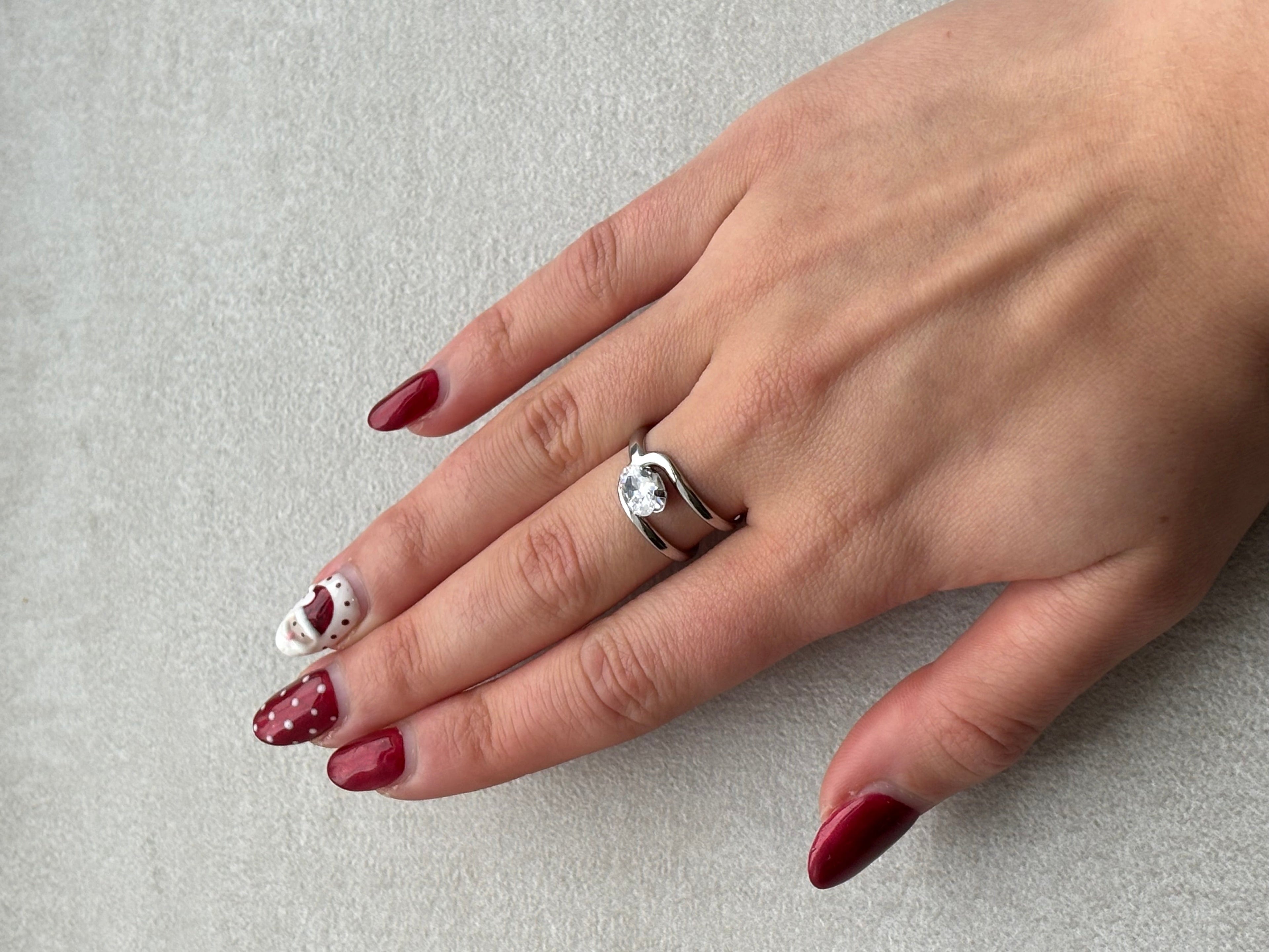 Bague argenté avec pierre Coeur Pastel