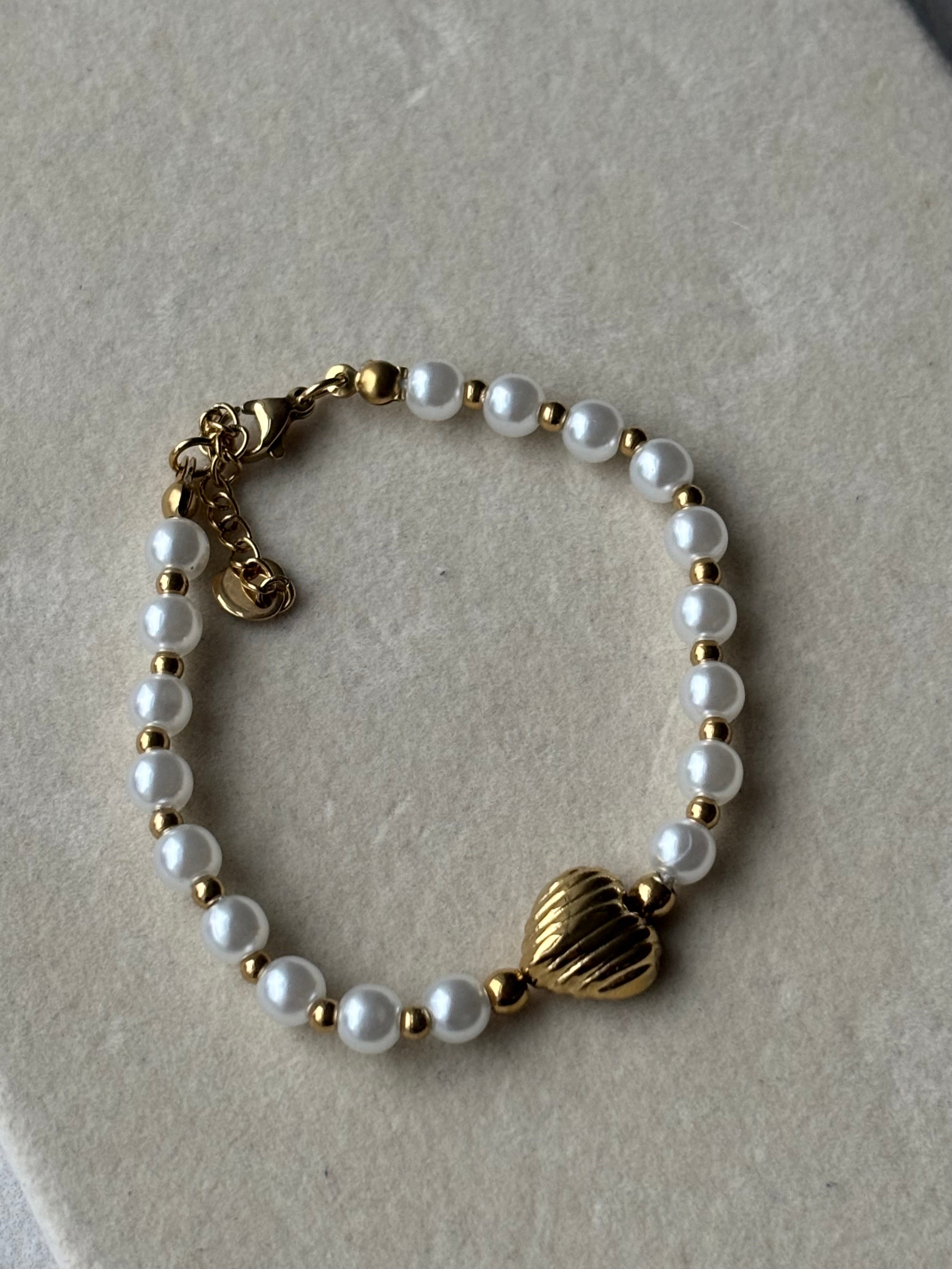 Bracelet perles et pendentif cœur Coeur Pastel