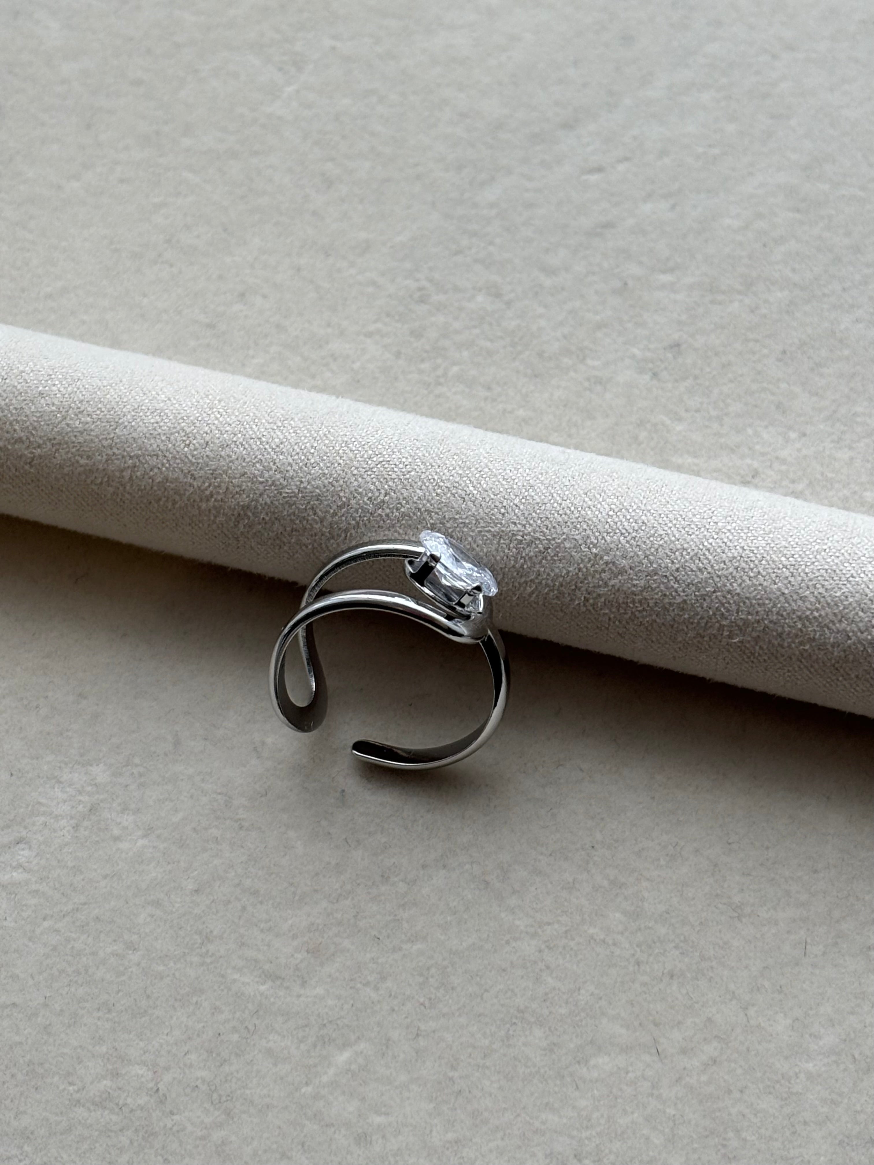 Bague argenté avec pierre Coeur Pastel