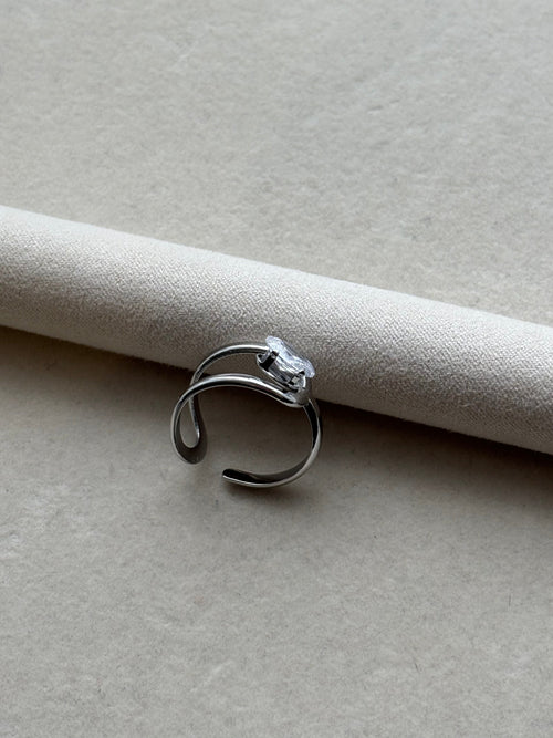 Bague argenté avec pierre Coeur Pastel