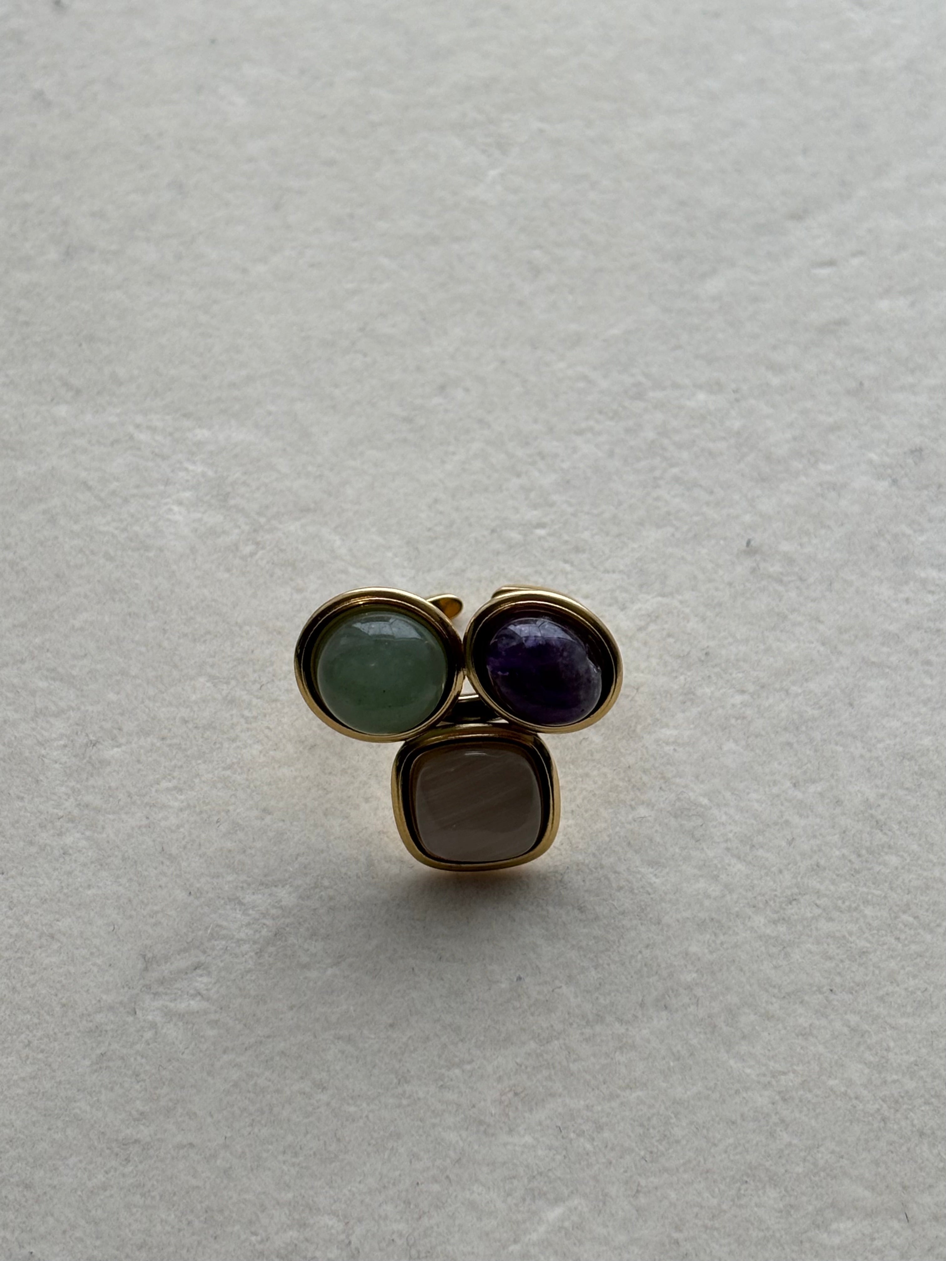 Bague ornée de pierres Coeur Pastel