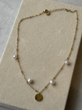 Collier fin avec perles Coeur Pastel