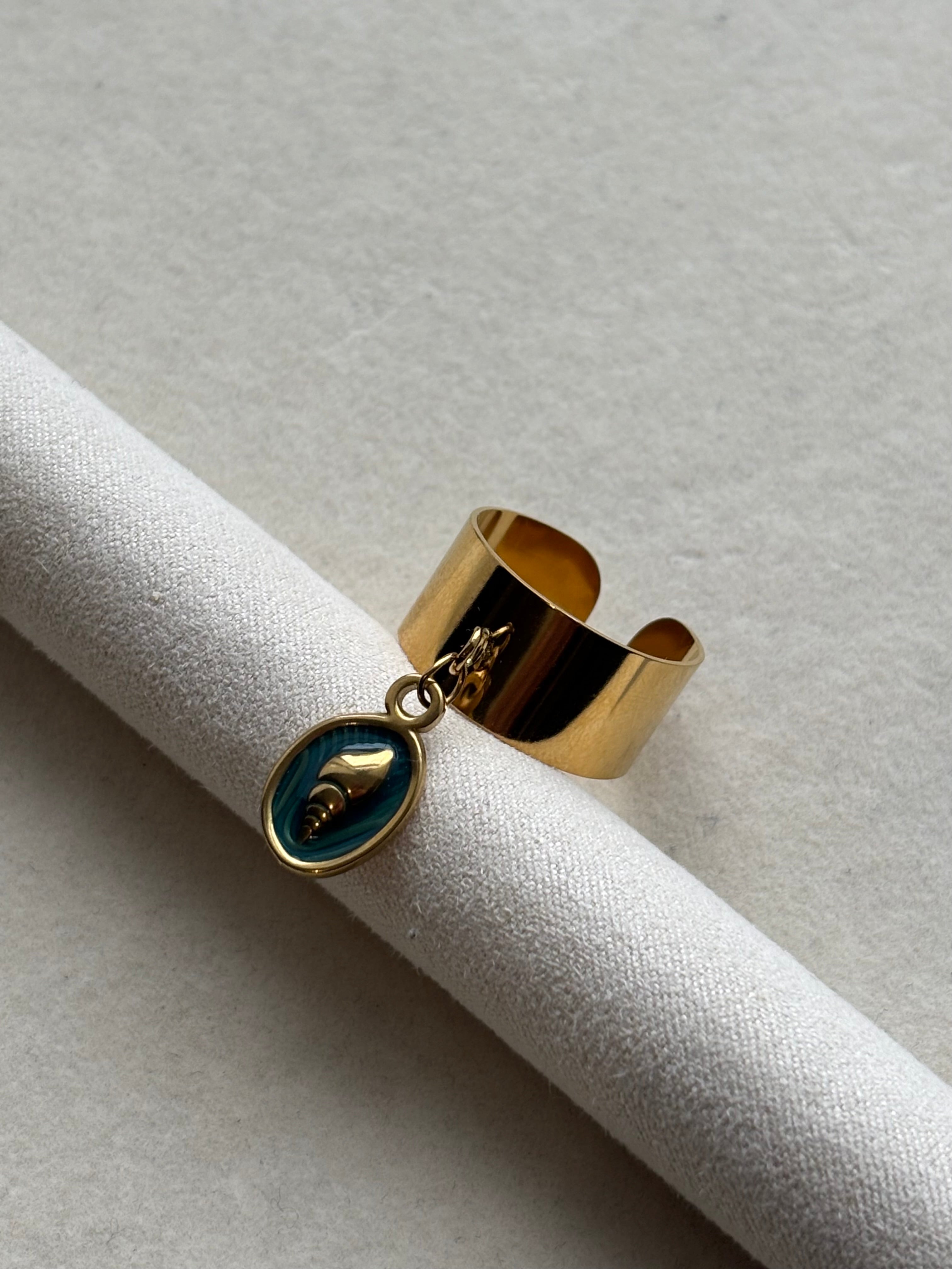 Bague doré breloque Coeur Pastel