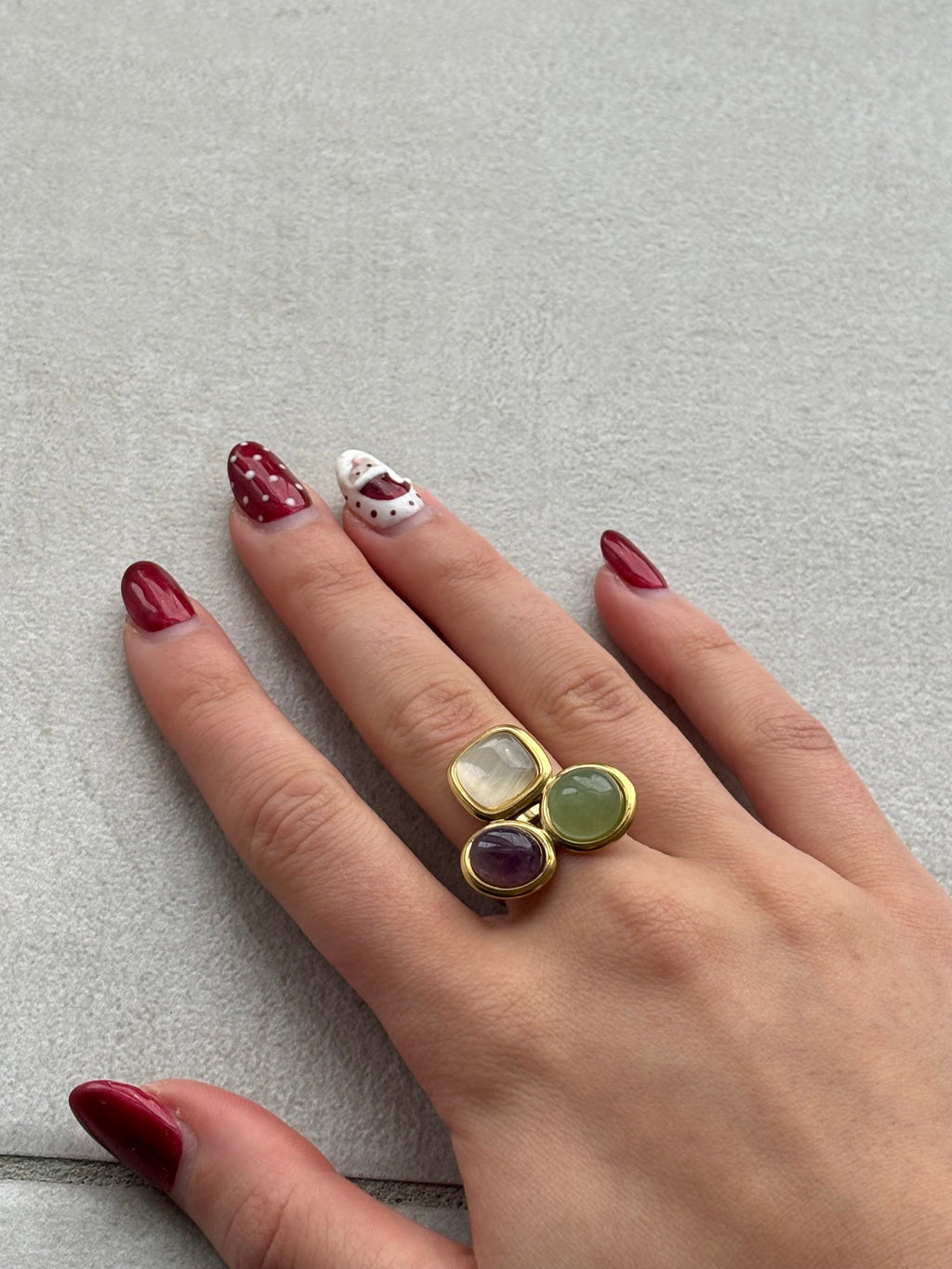 Bague ornée de pierres Coeur Pastel