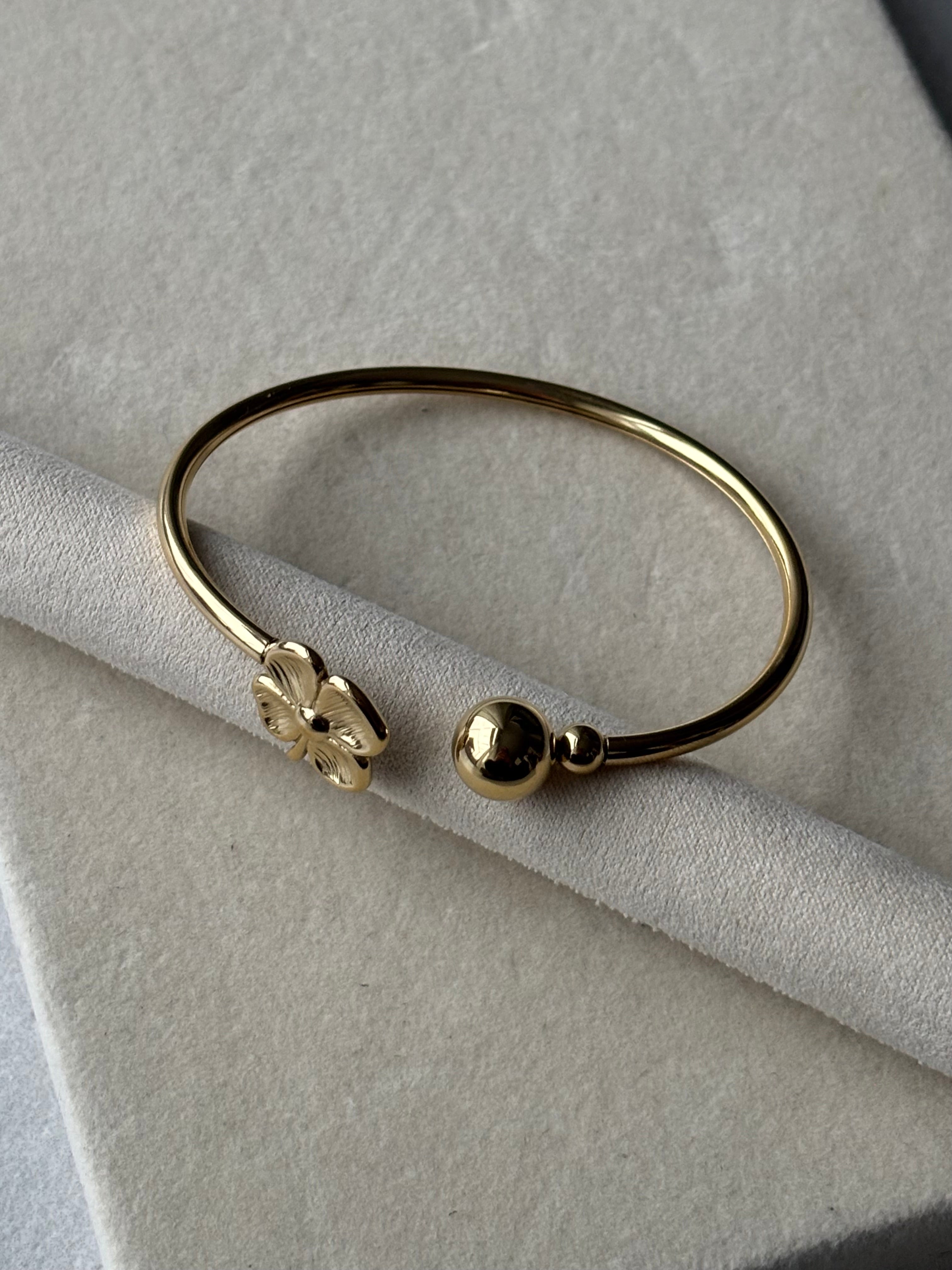 Jonc doré fleur Coeur Pastel