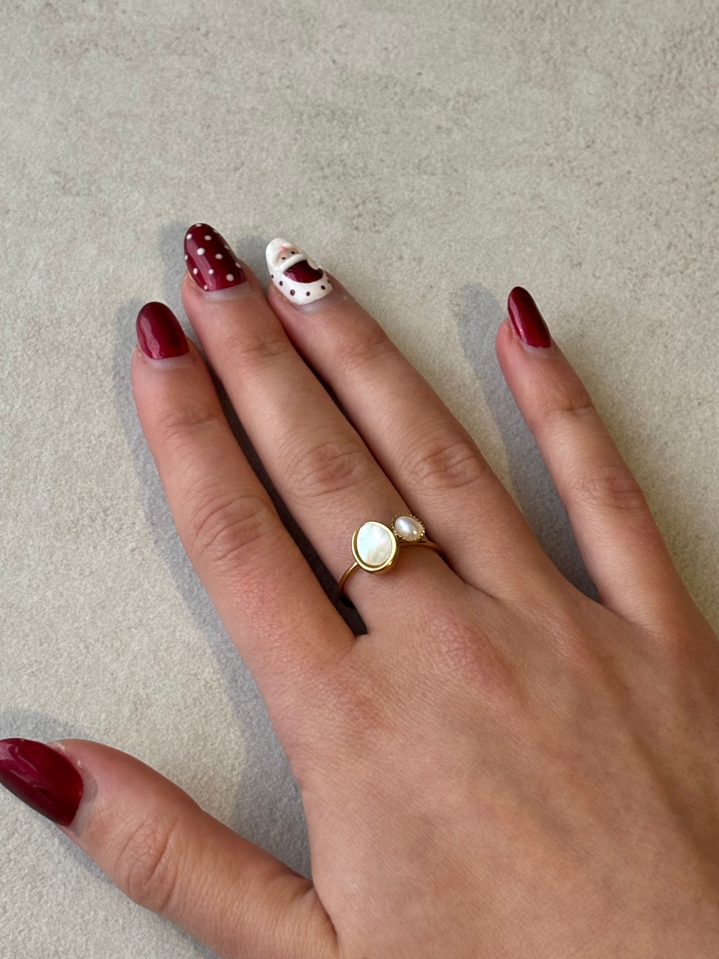 Bague dorée Coeur Pastel