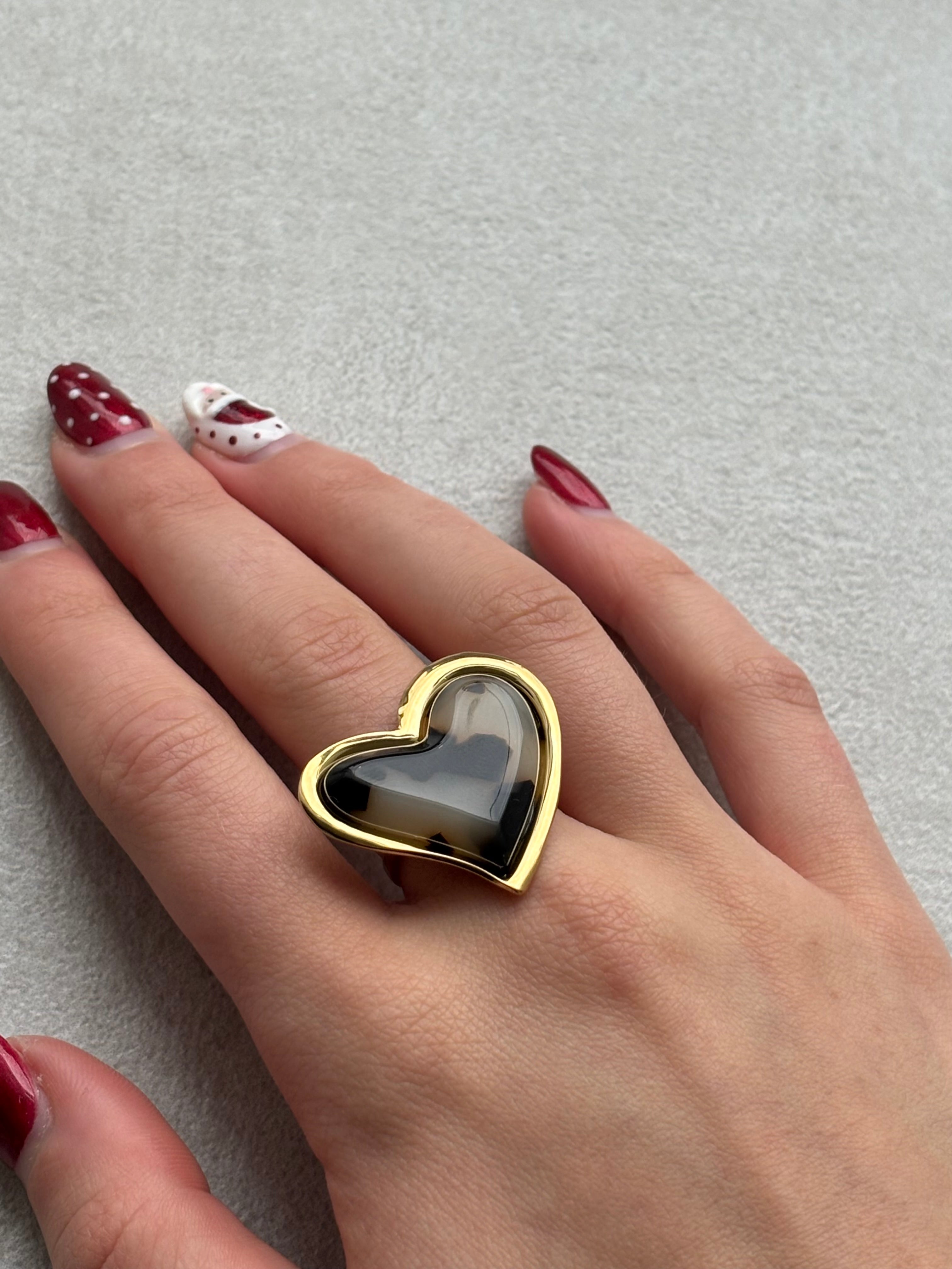 Grosse bague léopard Coeur Pastel