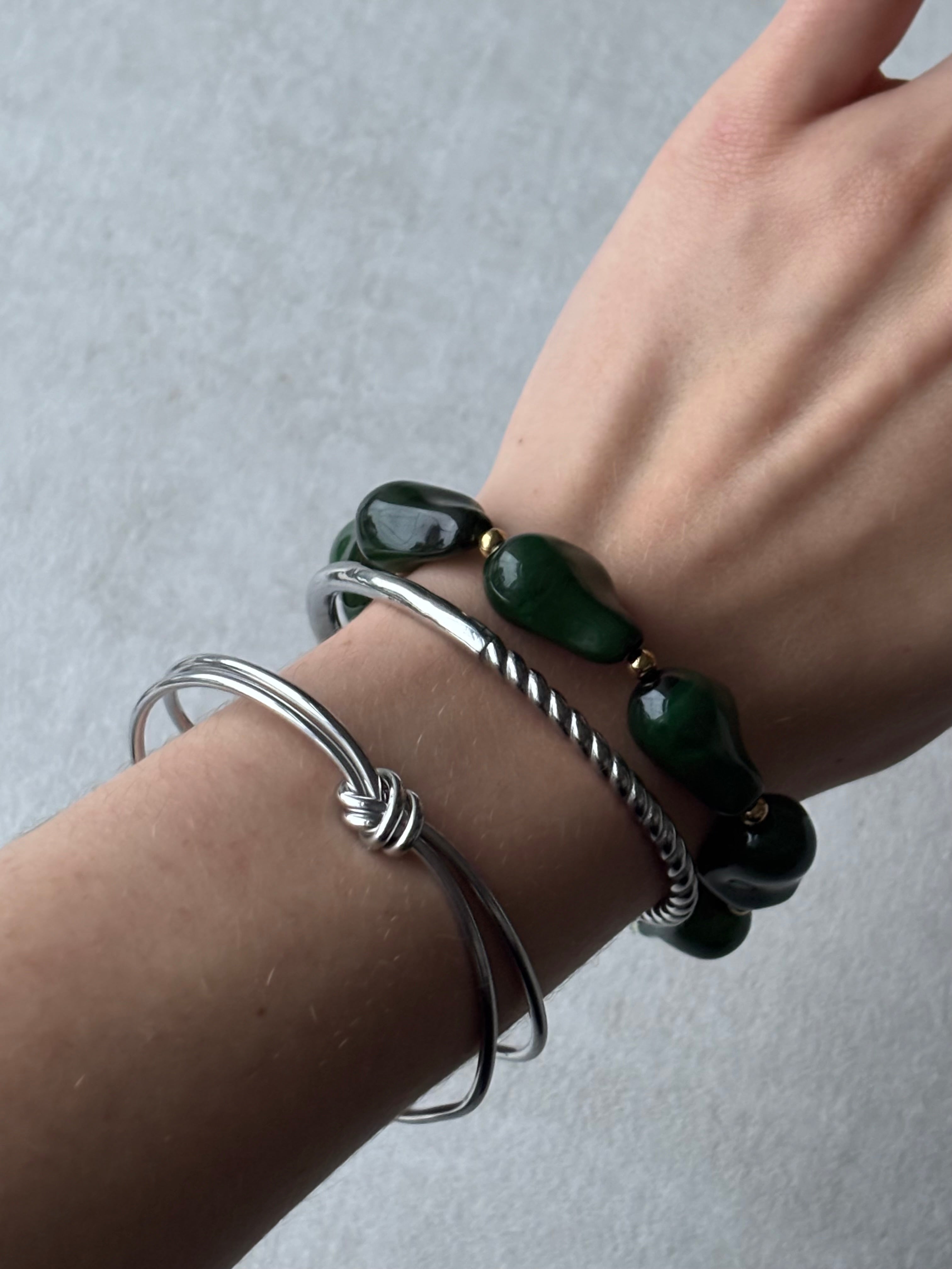 Jonc noeud argenté Coeur Pastel