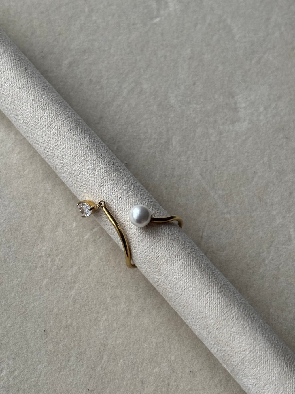 Bague dorée ouverture avant Coeur Pastel