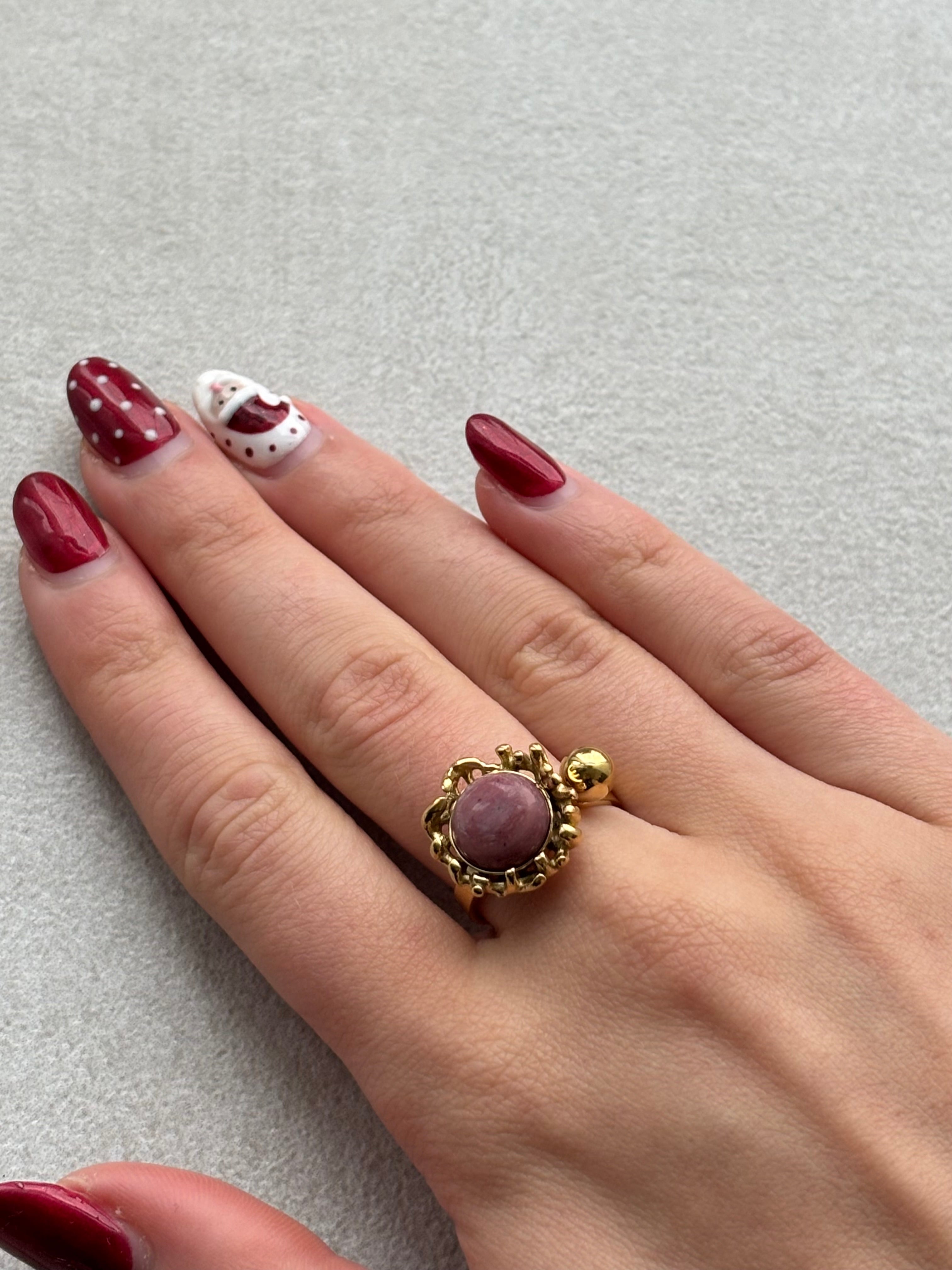 Bague avec pierre rose Coeur Pastel