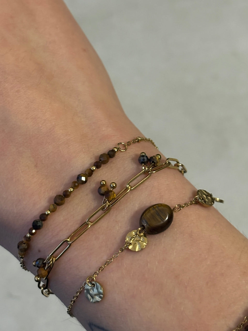 Bracelets perle oeil de tigre Coeur Pastel