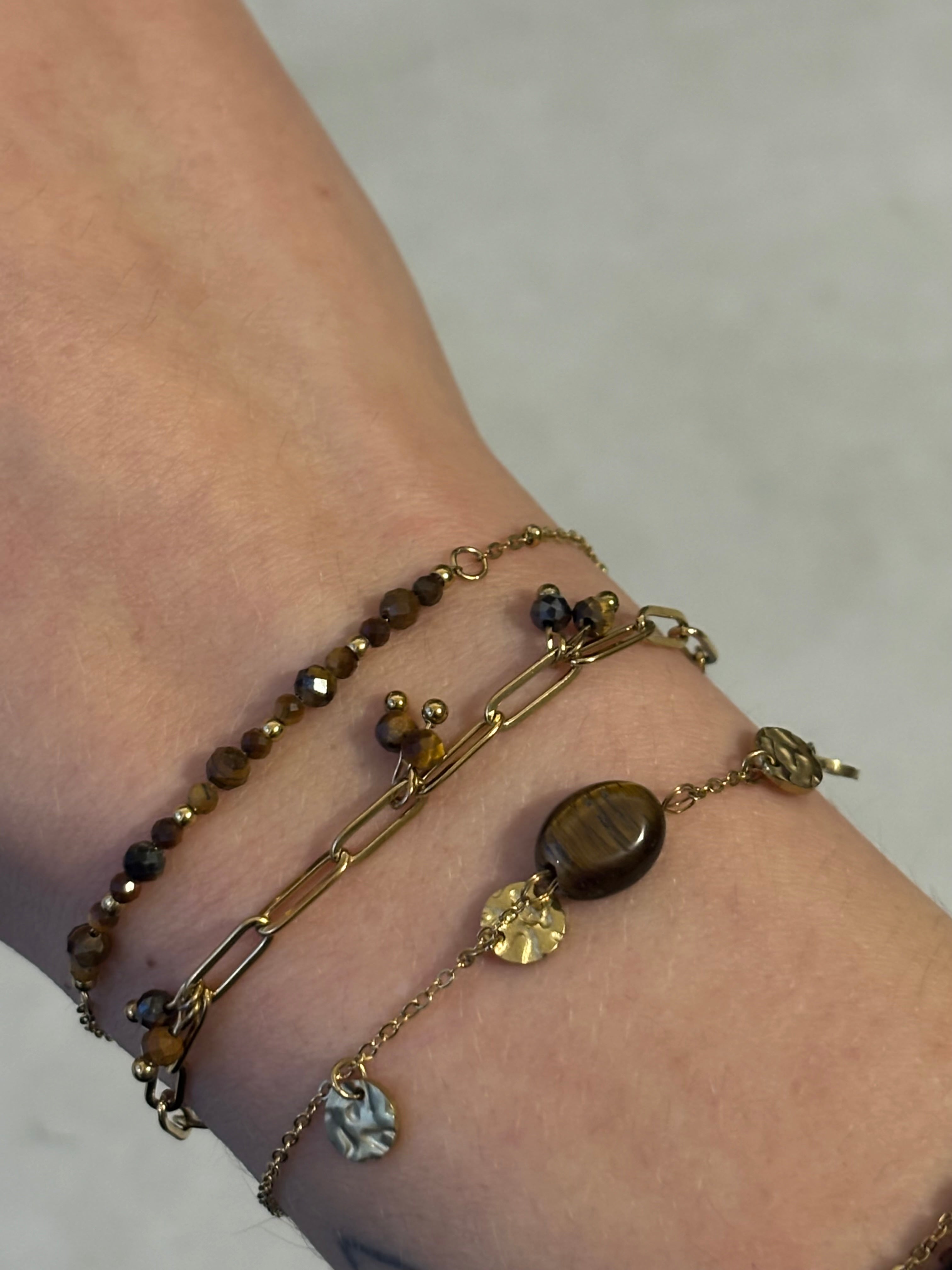 Bracelets perle oeil de tigre Coeur Pastel