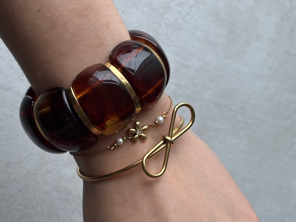 Bracelet ambré Coeur Pastel