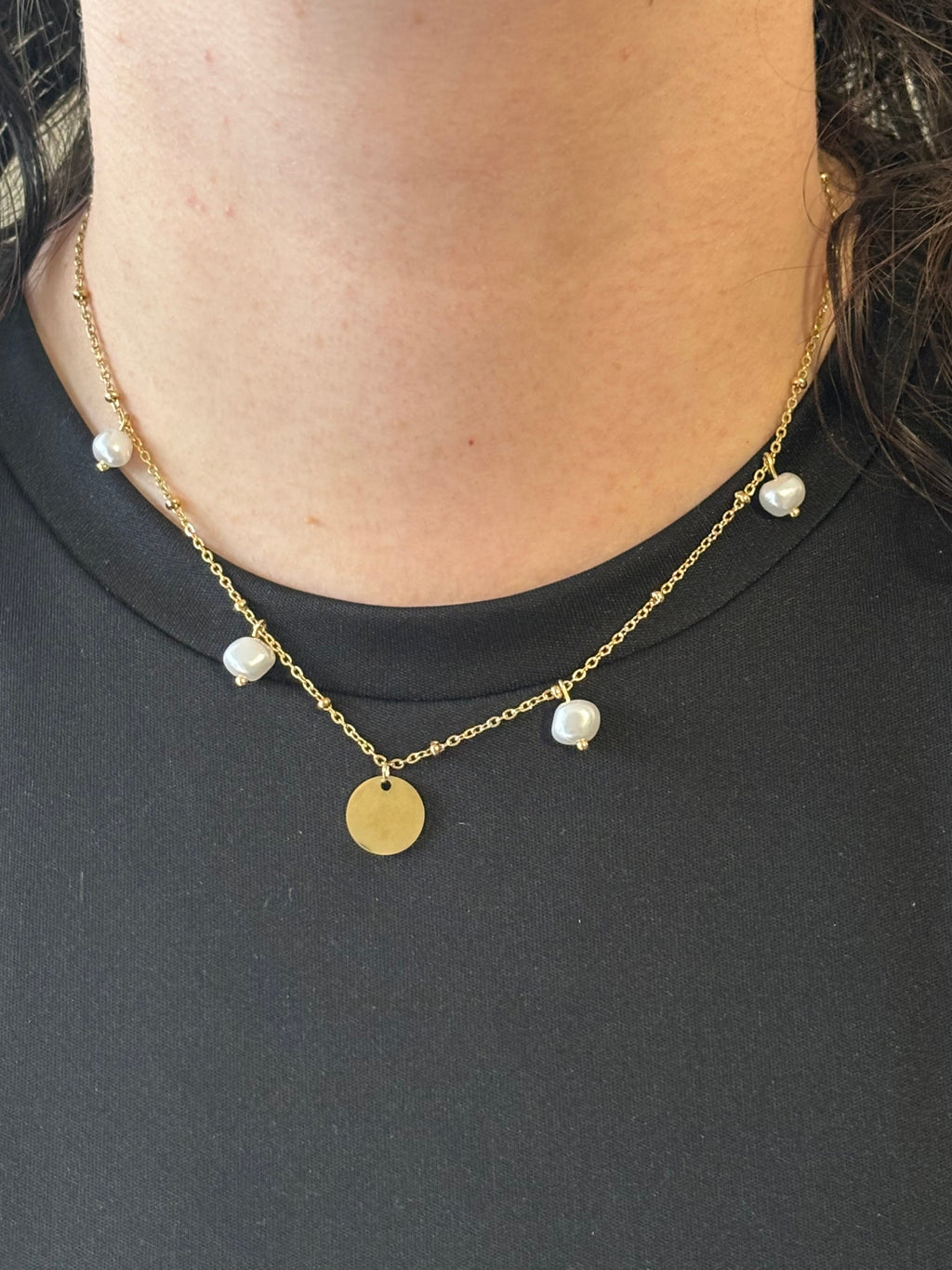 Collier fin avec perles Coeur Pastel