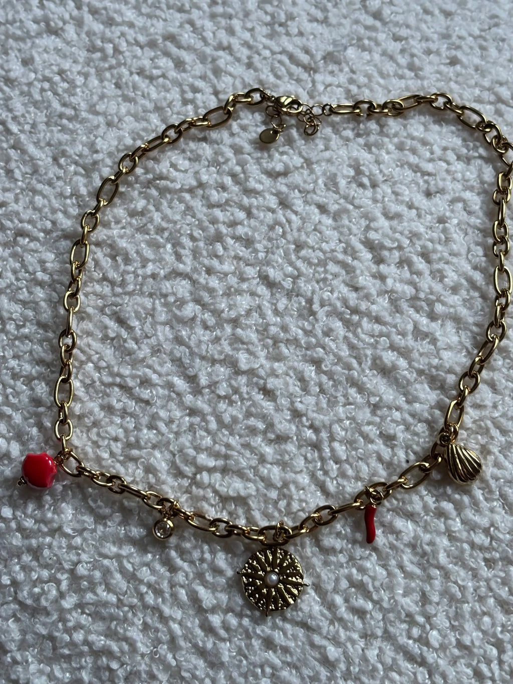 Collier breloques Coeur Pastel