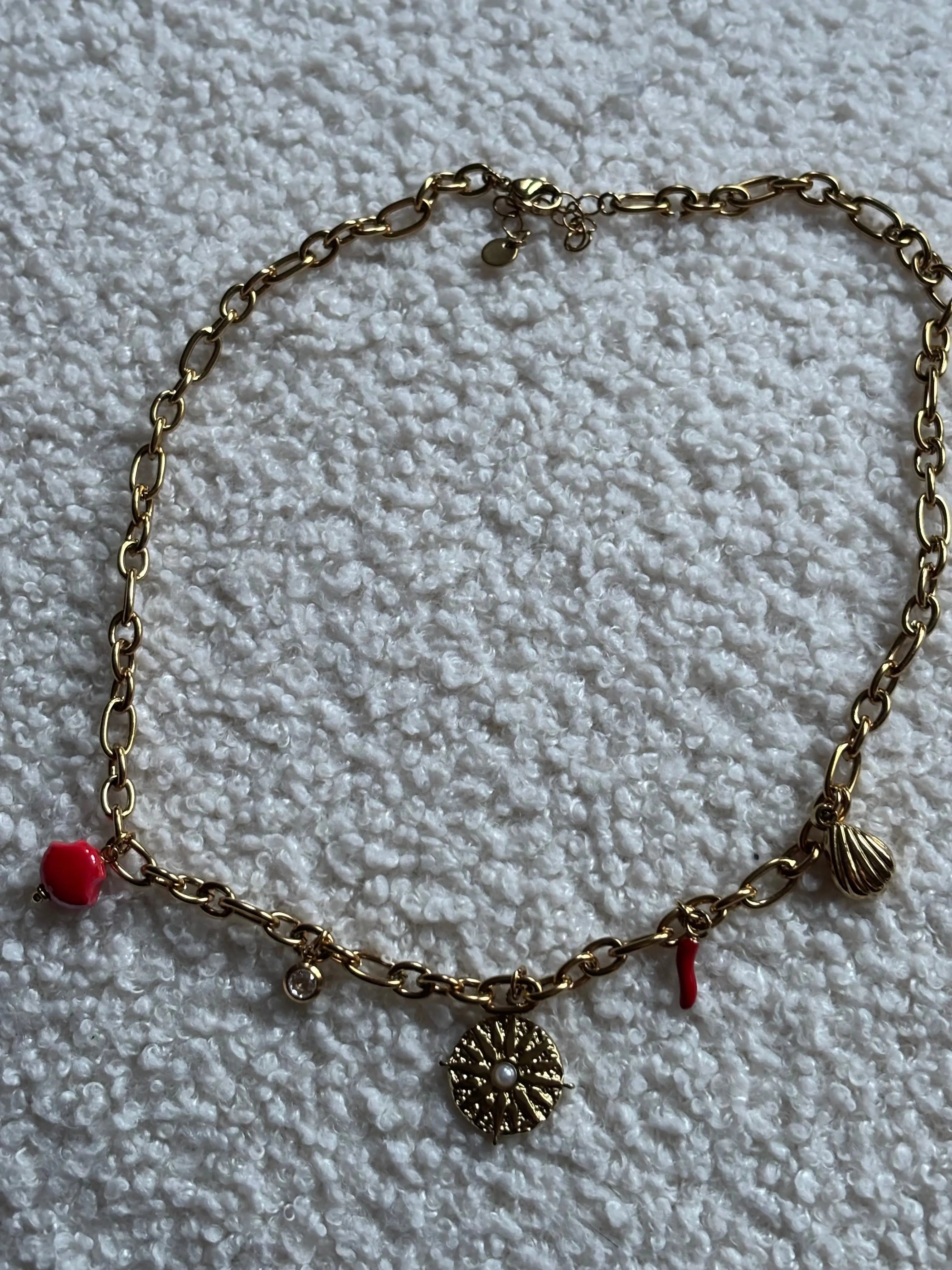 Collier breloques Coeur Pastel