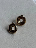 Boucles d'oreilles puces carrés Coeur Pastel