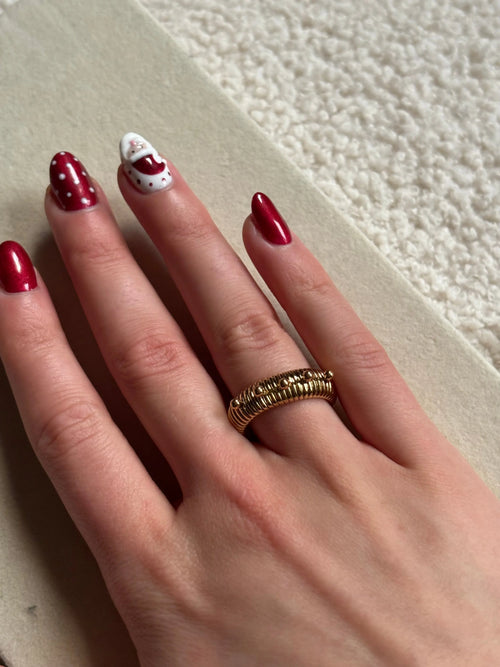 Bague avec petites billes Coeur Pastel