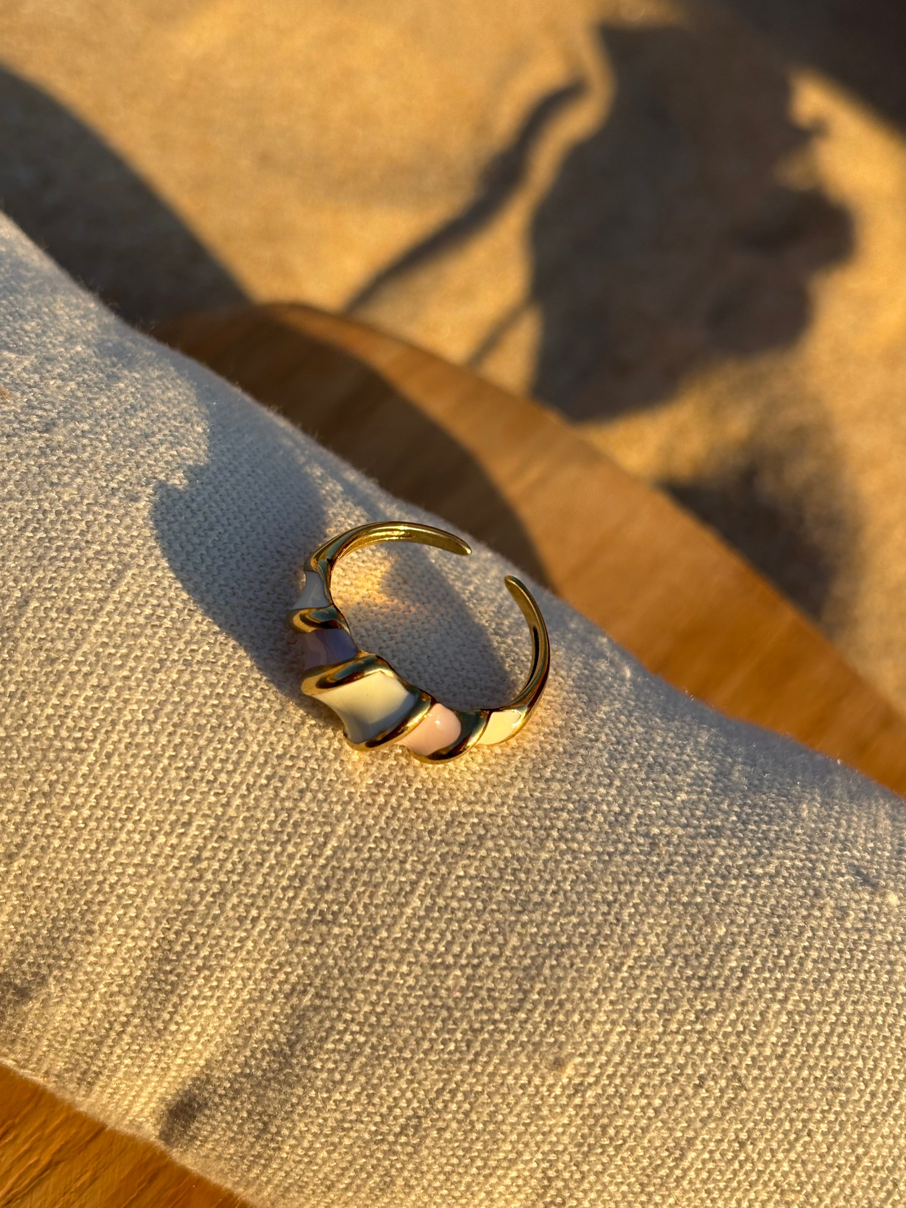 Bague dorée| Coeur Pastel