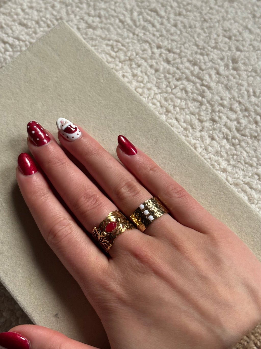 Grosse bague dorée Coeur Pastel